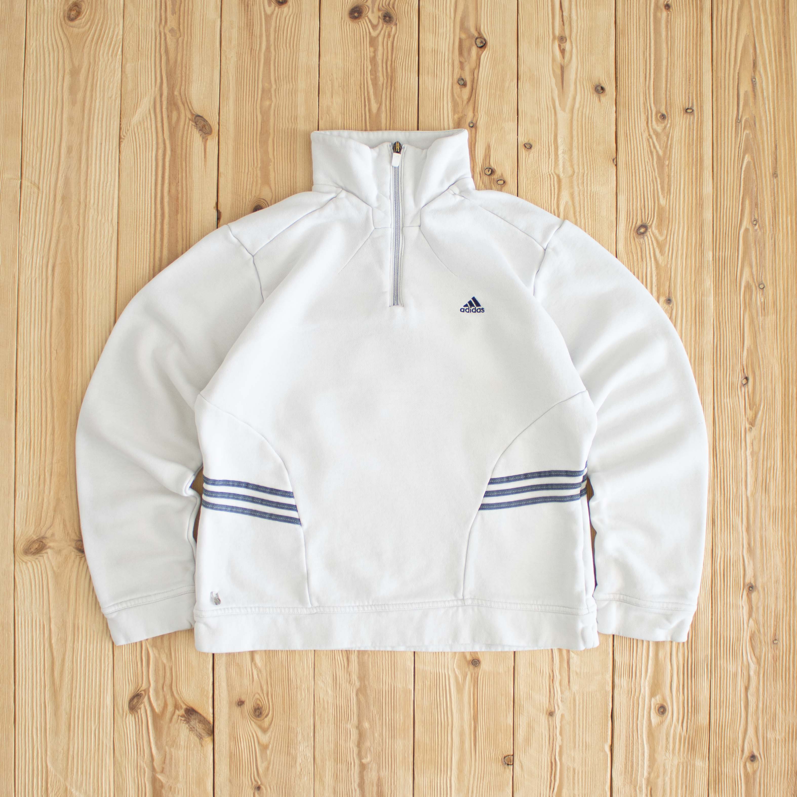 (XS) Adidas Vintage Embroidered Quarter-Zip White