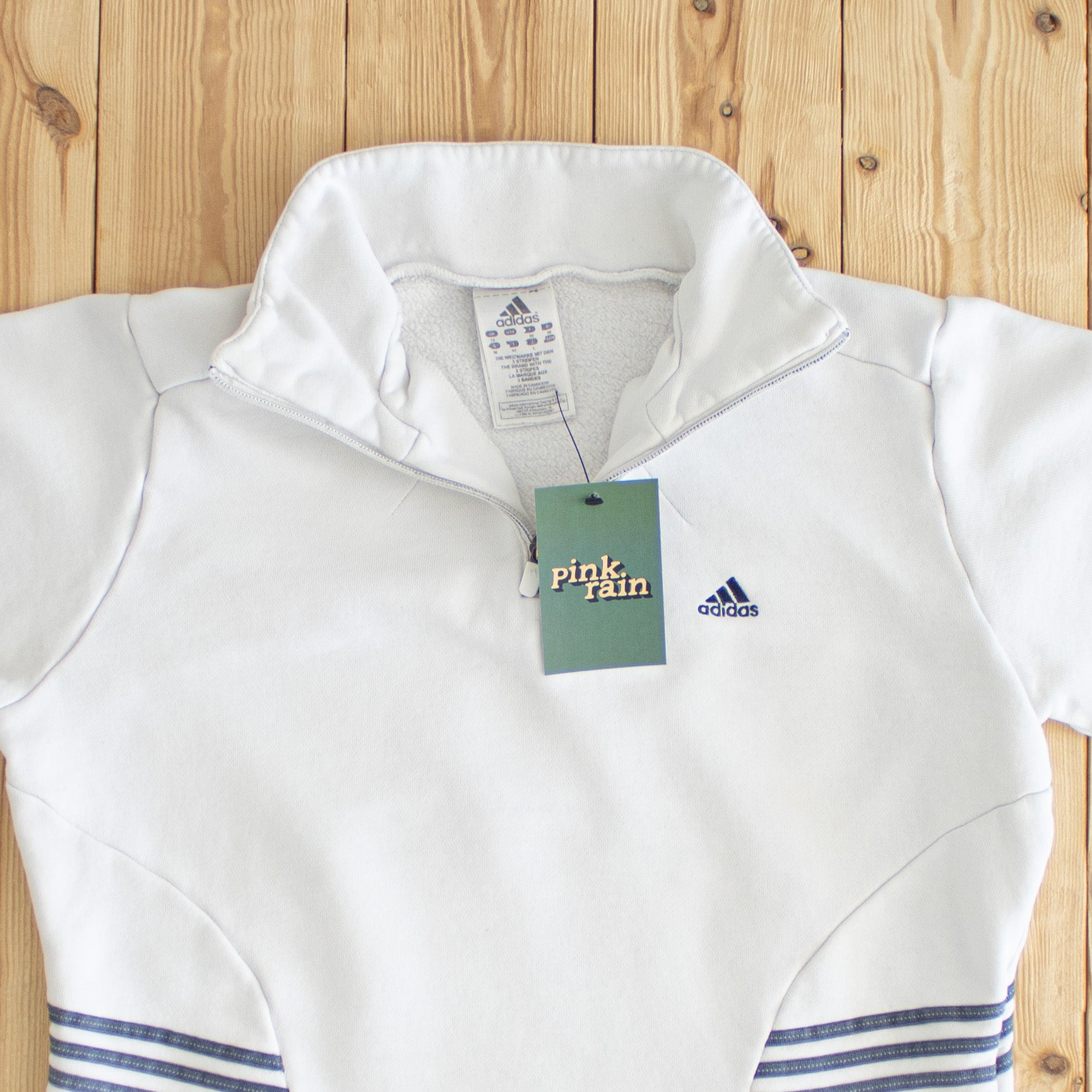 (XS) Adidas Vintage Embroidered Quarter-Zip White