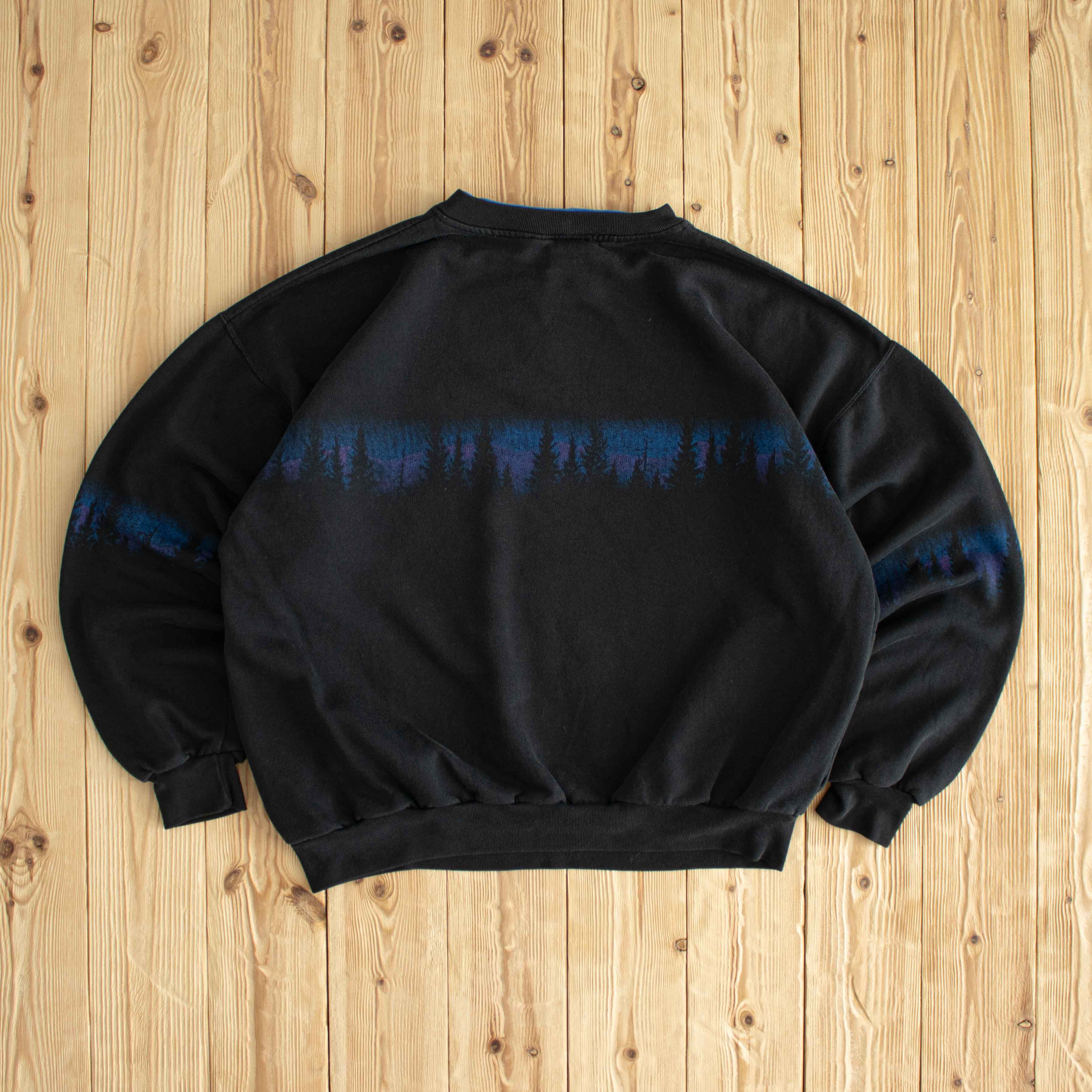 (M/L) Art Unlimited Wolf Vintage Sweatshirt Black