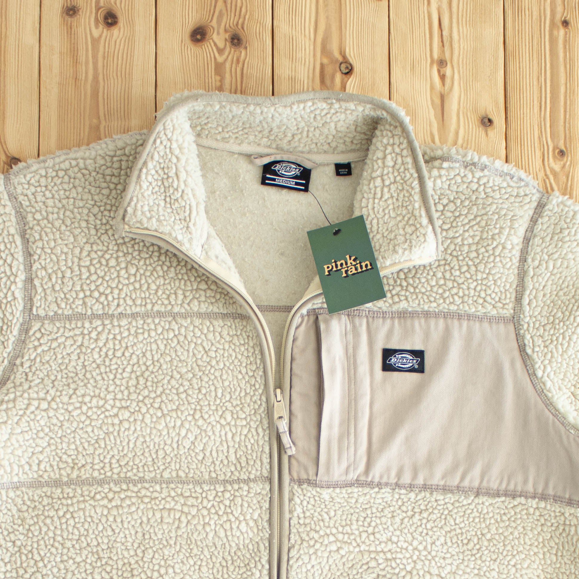(L) Dickies Fleece Full-Zip Jacket/Sweatshirt Beige