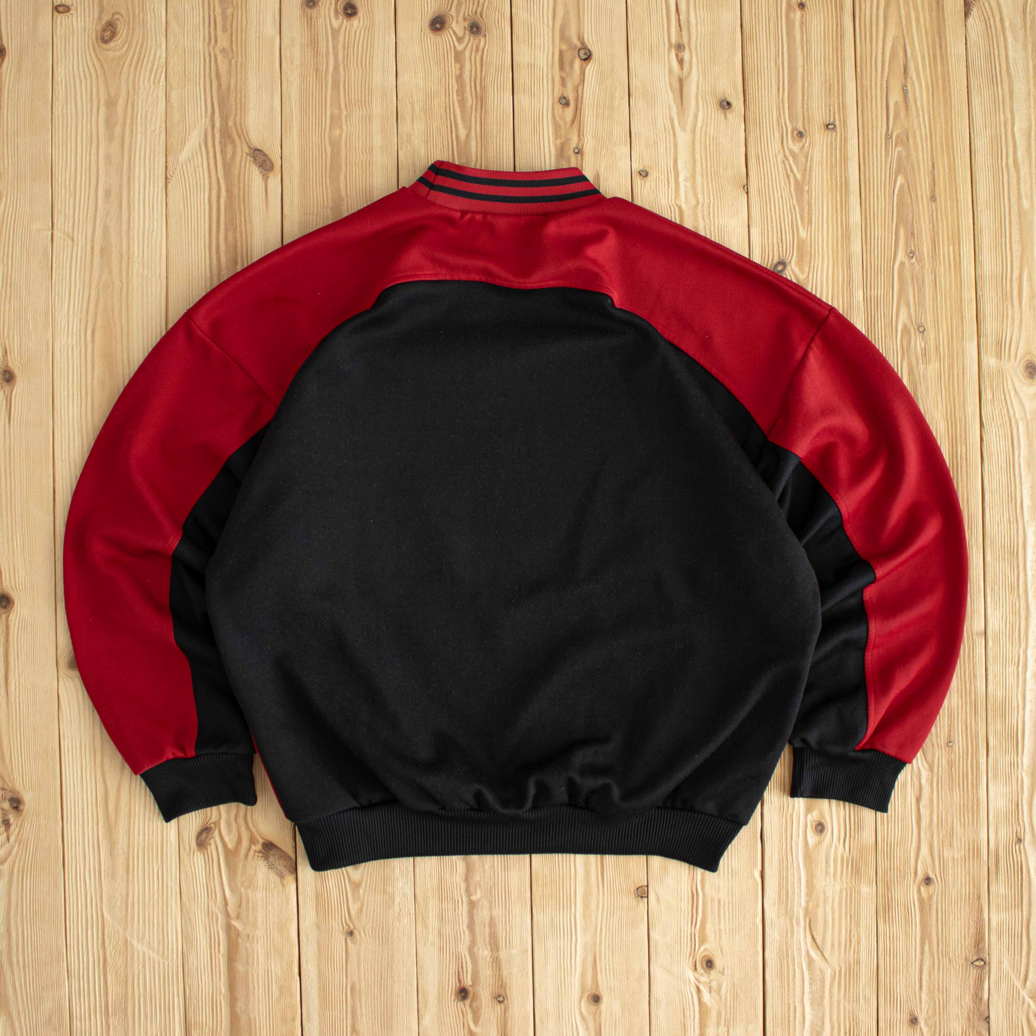 (M) Adidas Side Striped Vintage Embroidered Sweatshirt Black Red