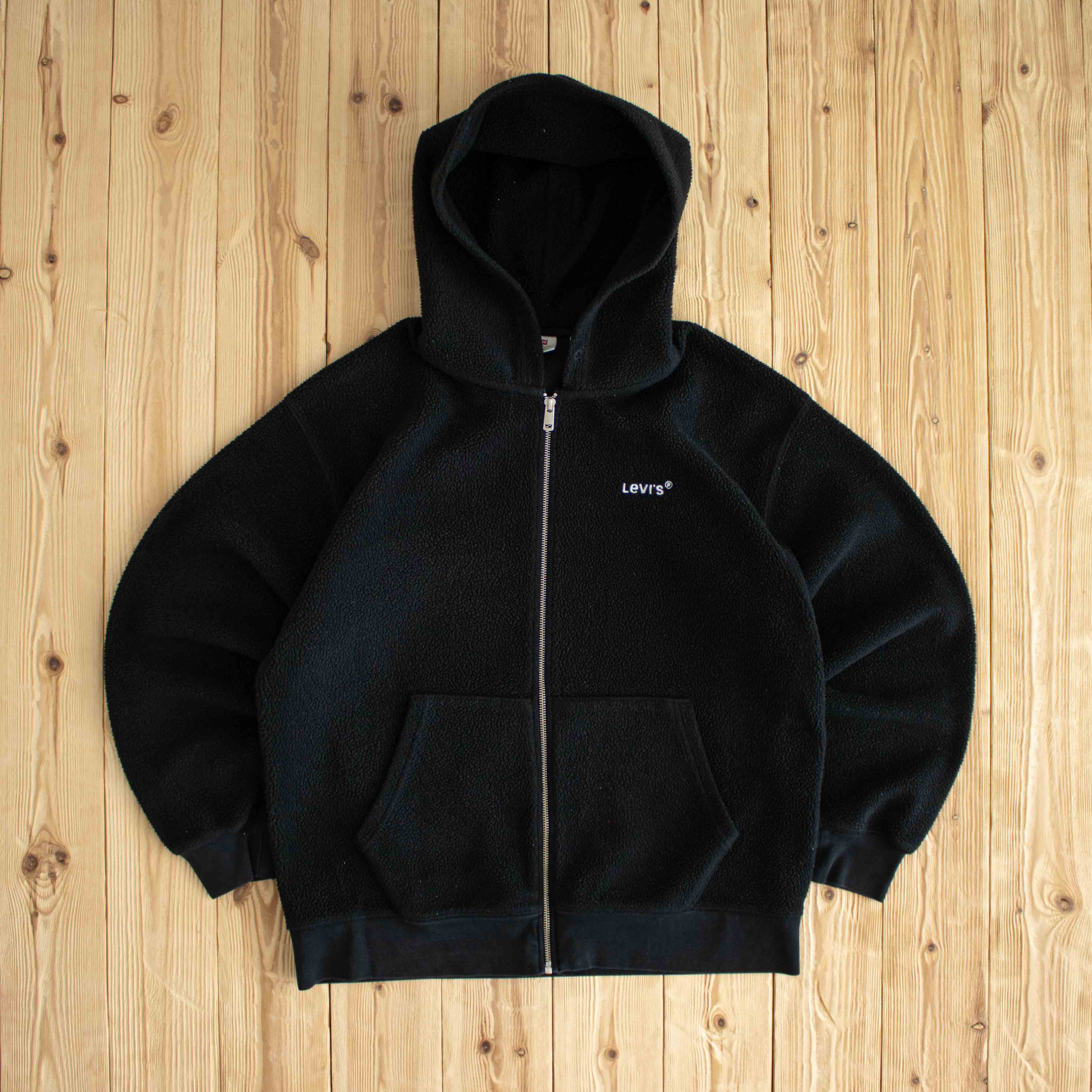 (M) Levi's Fleece Full-Zip Embroidered Sweatshirt/Jacket Black