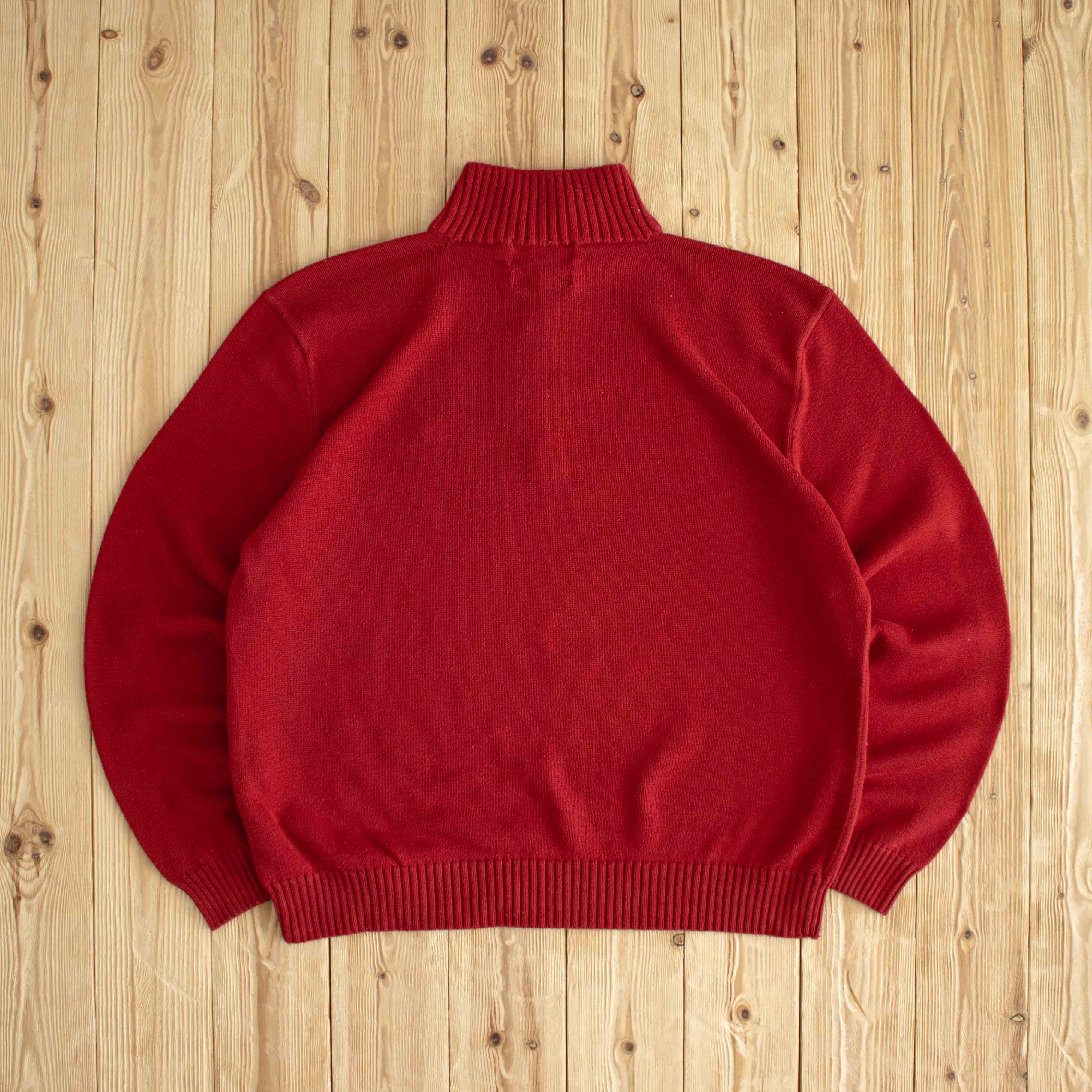 (L) Polo Ralph Lauren Vintage Embroidered Quarter-Zip Red