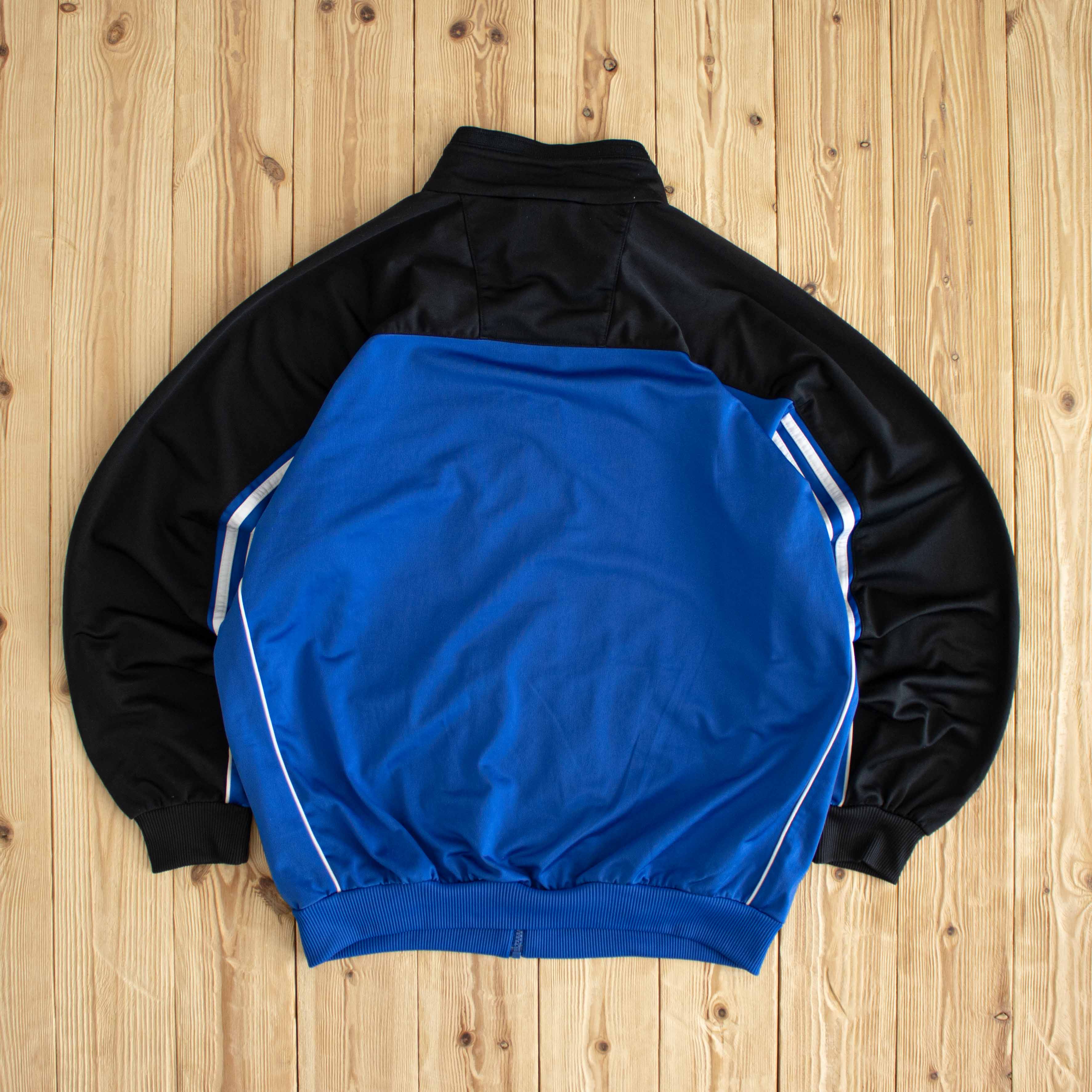 (L/XL) Adidas Vintage Embroidered Full-Zip Sweatshirt Black Blue