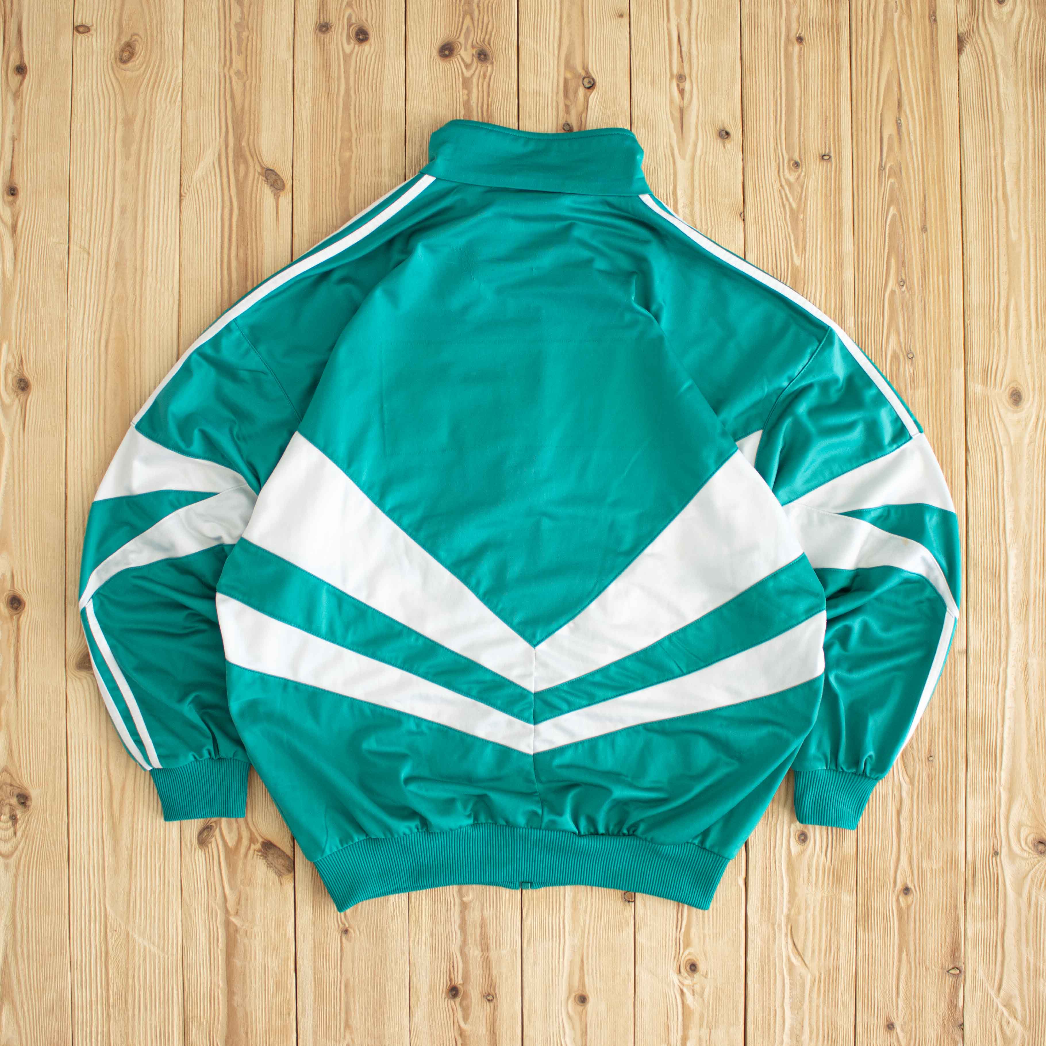 (L/XL) Adidas Vintage Embroidered Full-Zip Sweatshirt Green