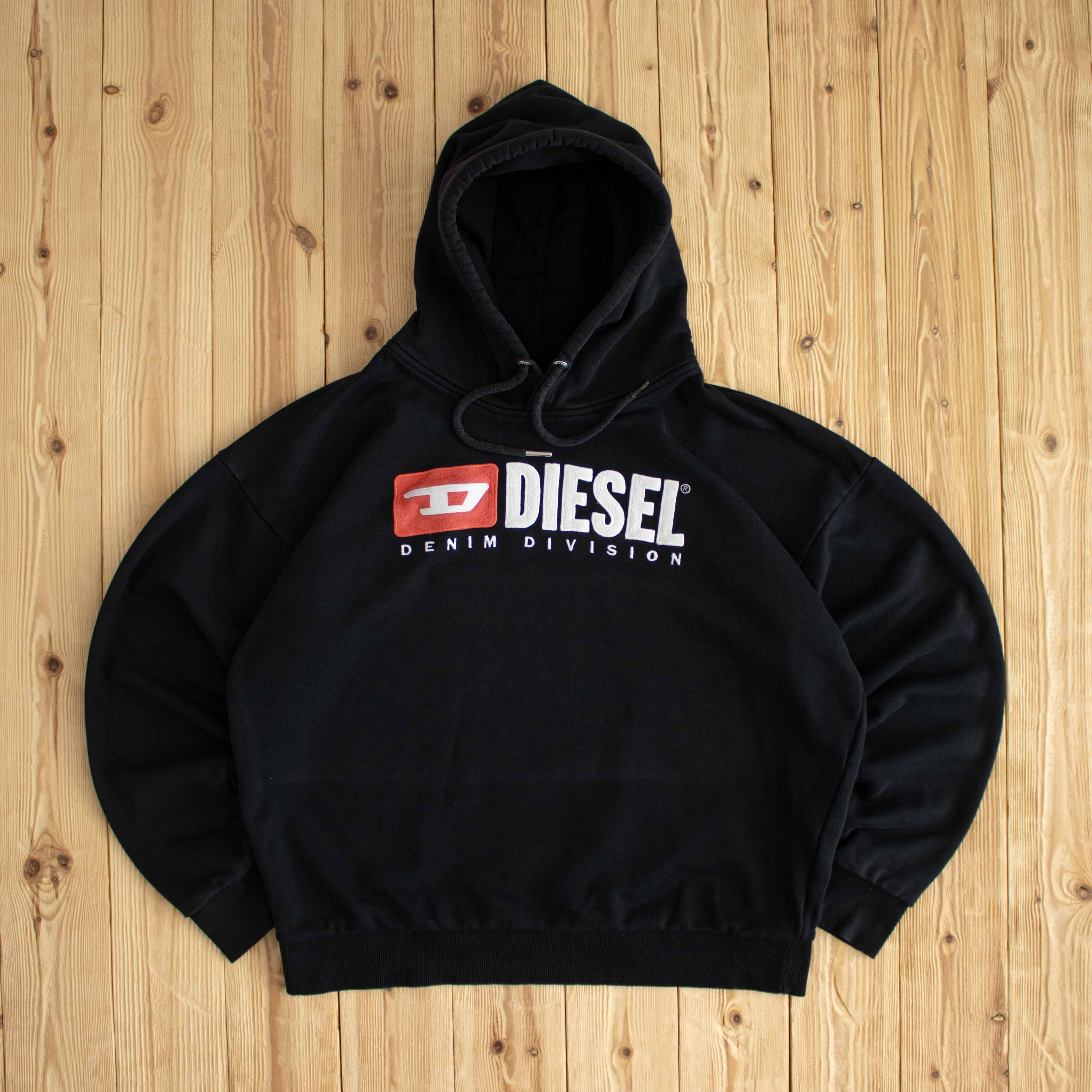 (L) Diesel Denim Division Embroidered Hoodie Black