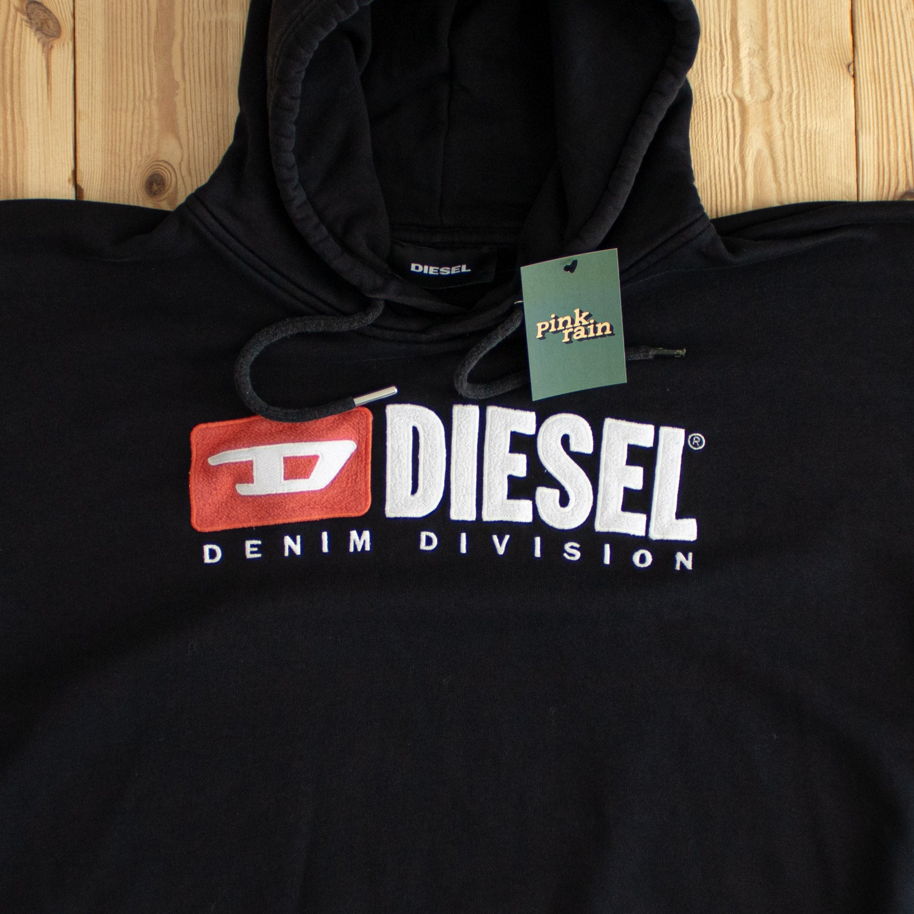 (L) Diesel Denim Division Embroidered Hoodie Black