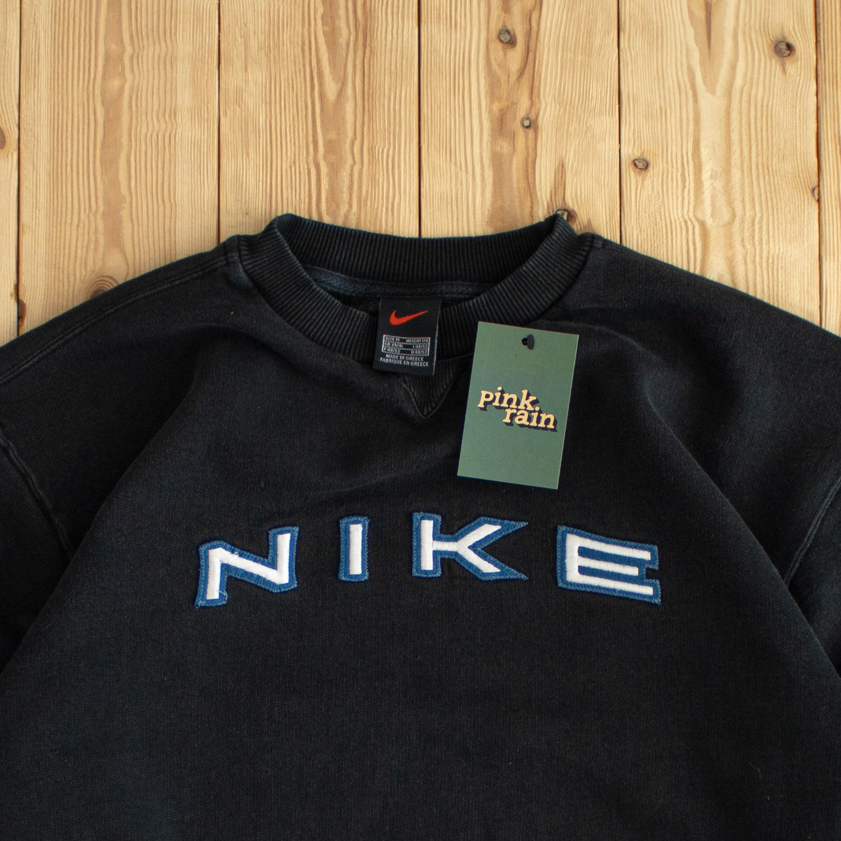 (S/M) Nike Spell Out Vintage Embroidered Sweatshirt Black