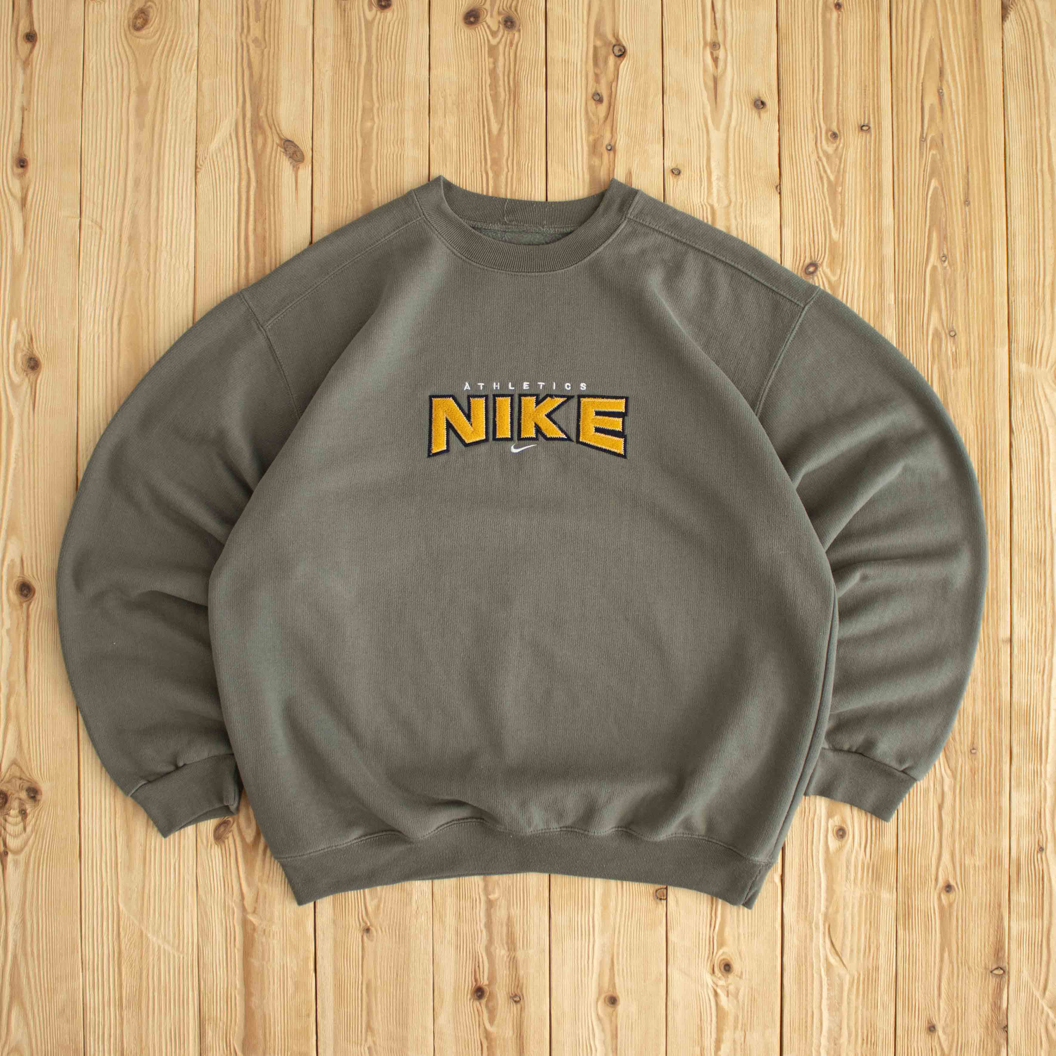 (L) Nike Athletics Vintage Embroidered Sweatshirt Khaki Green
