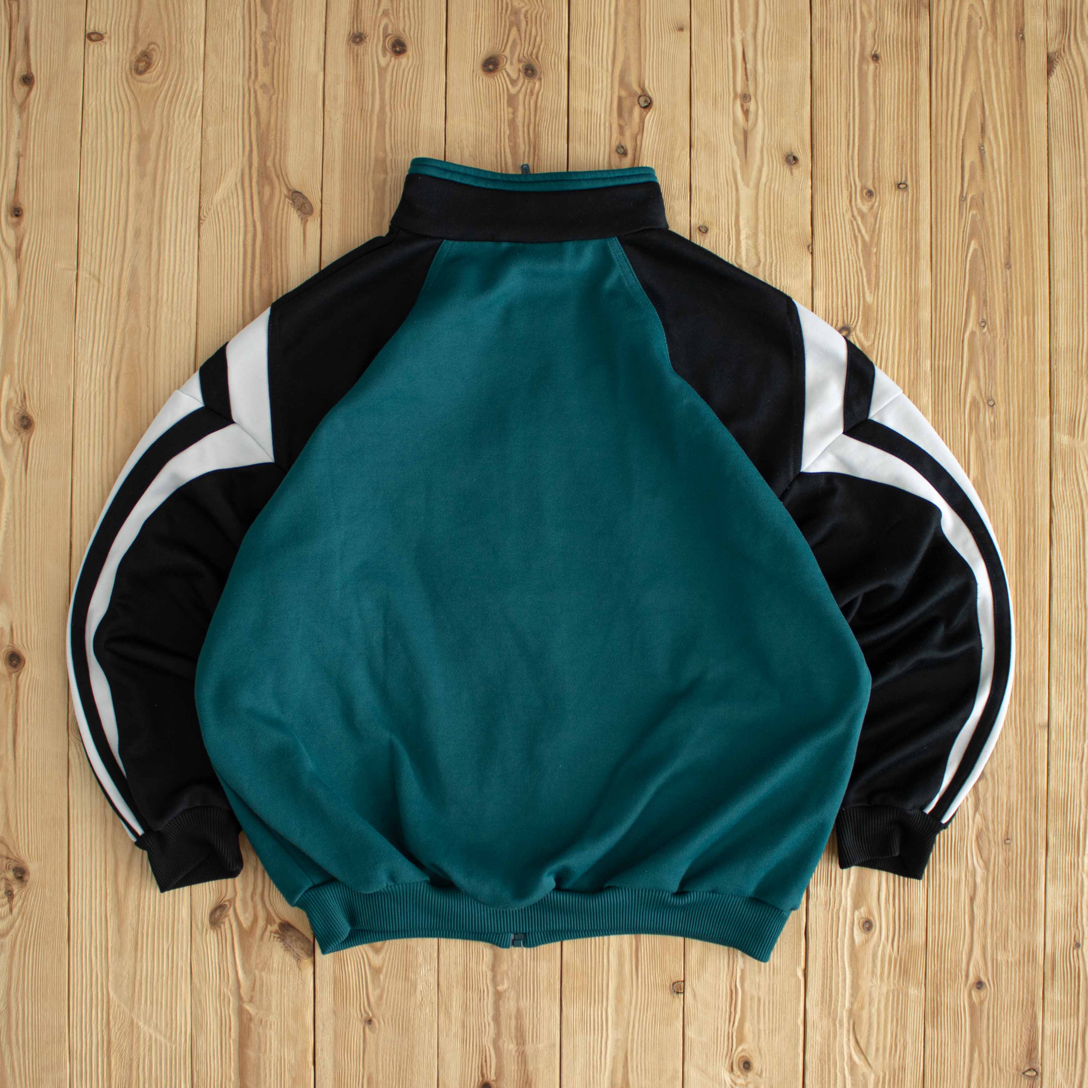 (M/L) Adidas Vintage Embroidered Full-Zip Sweatshirt Green