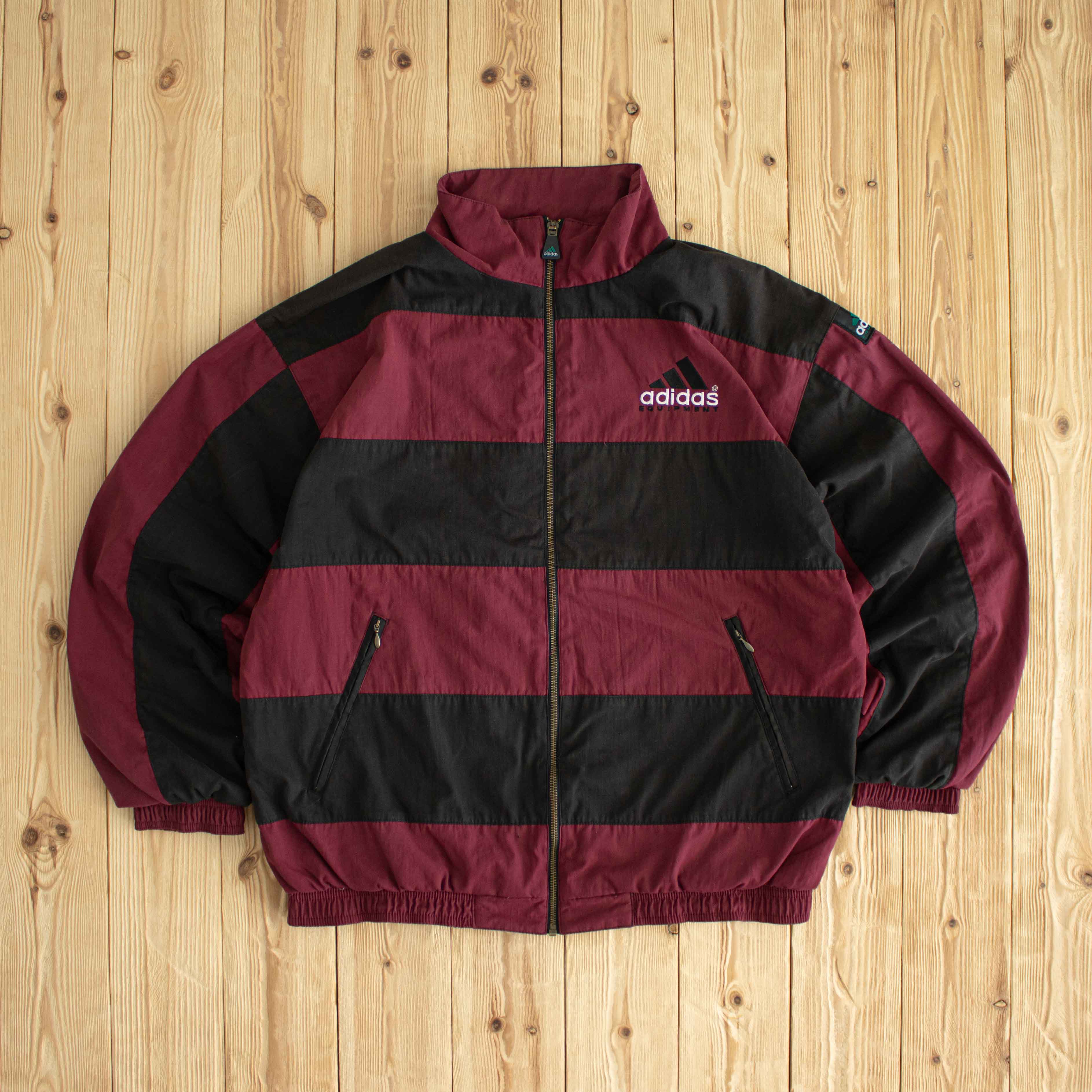 (L) Adidas Equipment Vintage Embroidered Jacket Burgundy Black