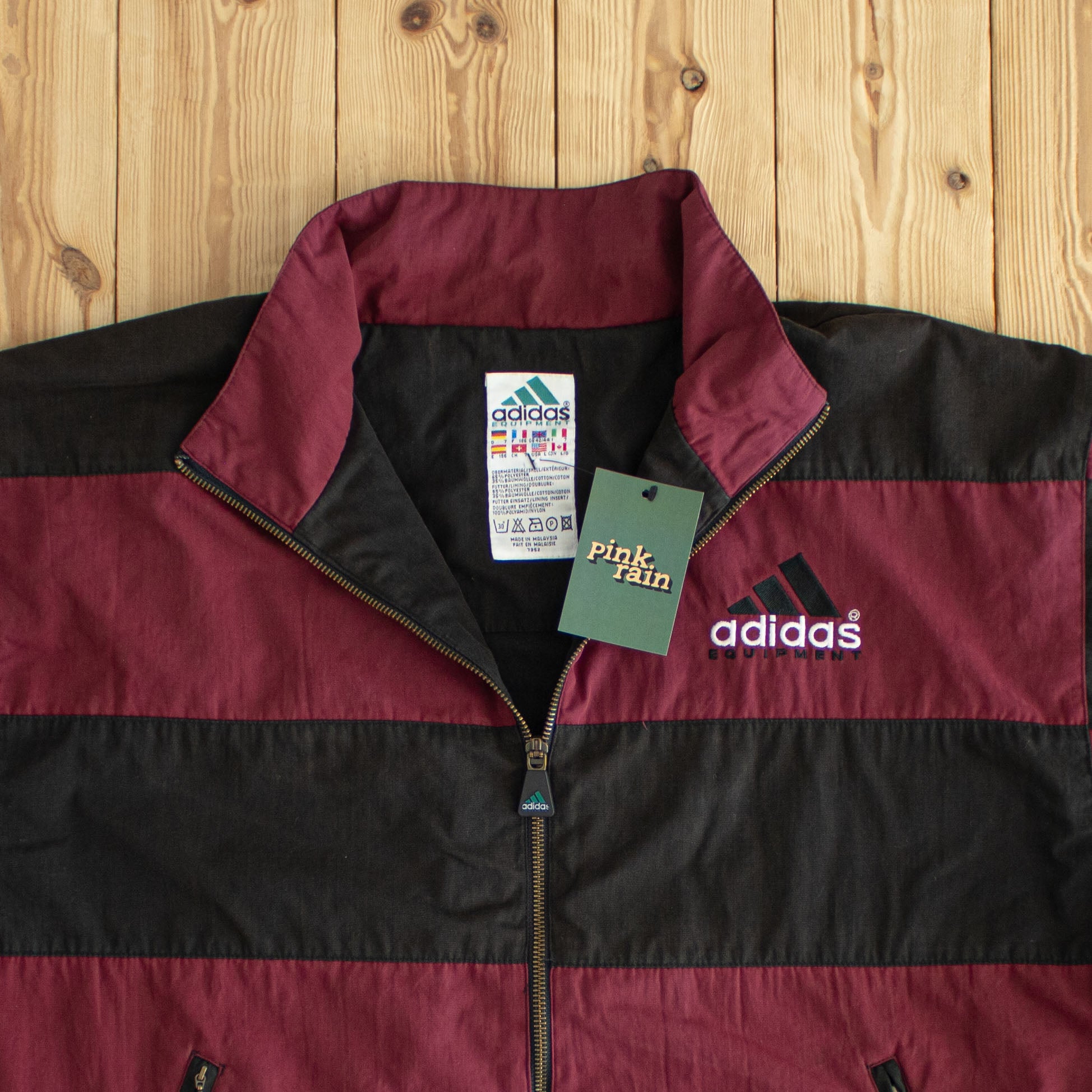 (L) Adidas Equipment Vintage Embroidered Jacket Burgundy Black