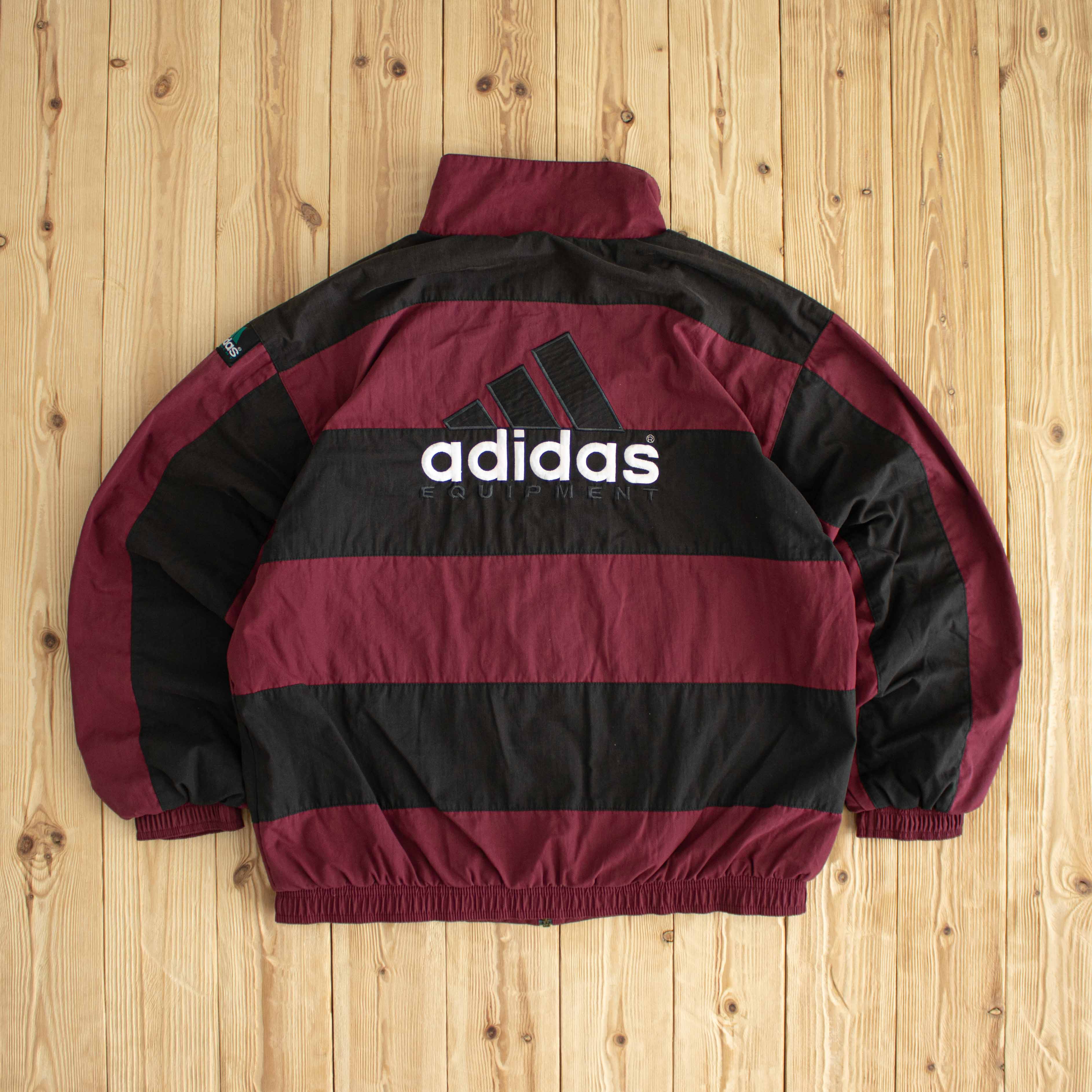 (L) Adidas Equipment Vintage Embroidered Jacket Burgundy Black
