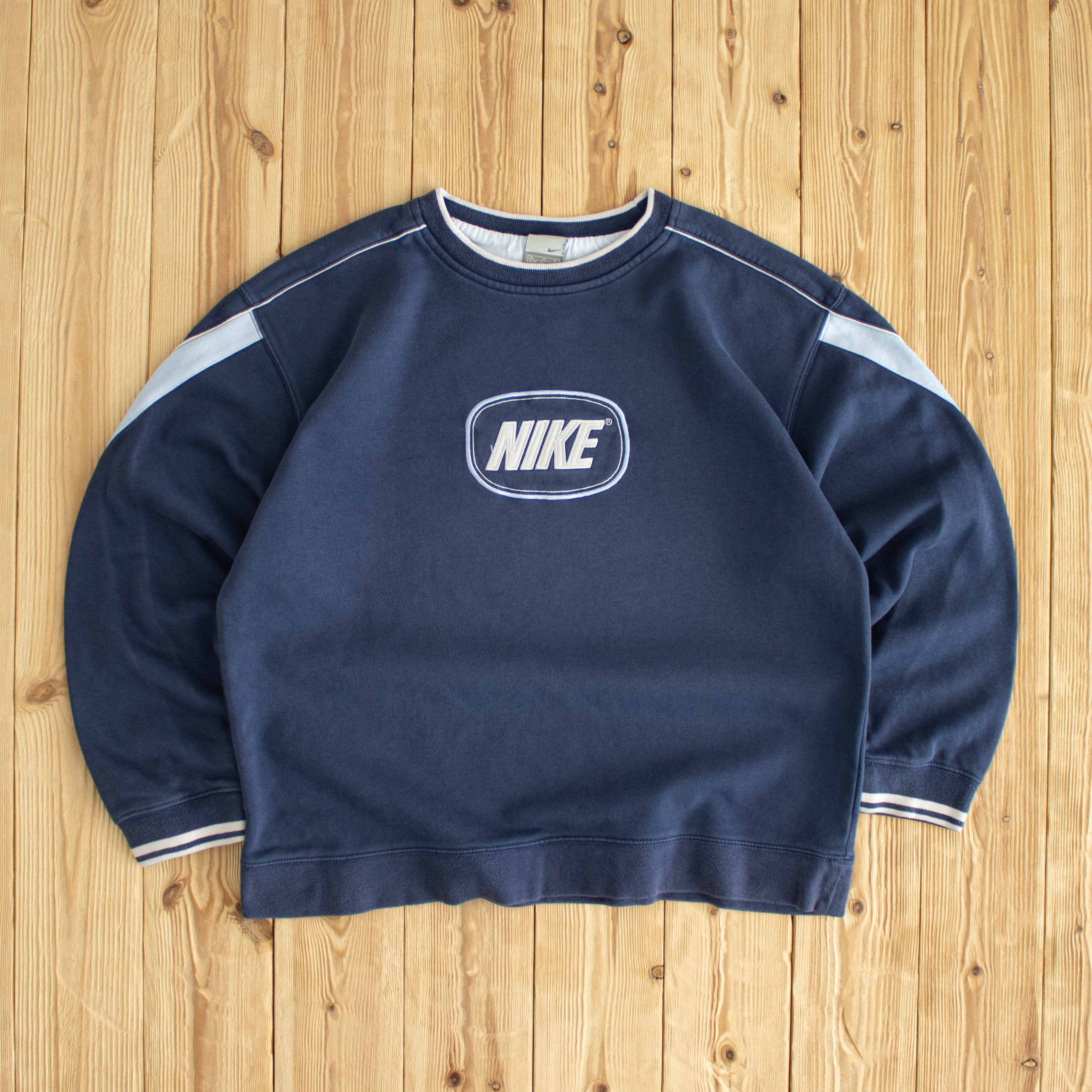 (S) Nike Spell Out Vintage Embroidered Sweatshirt Blue