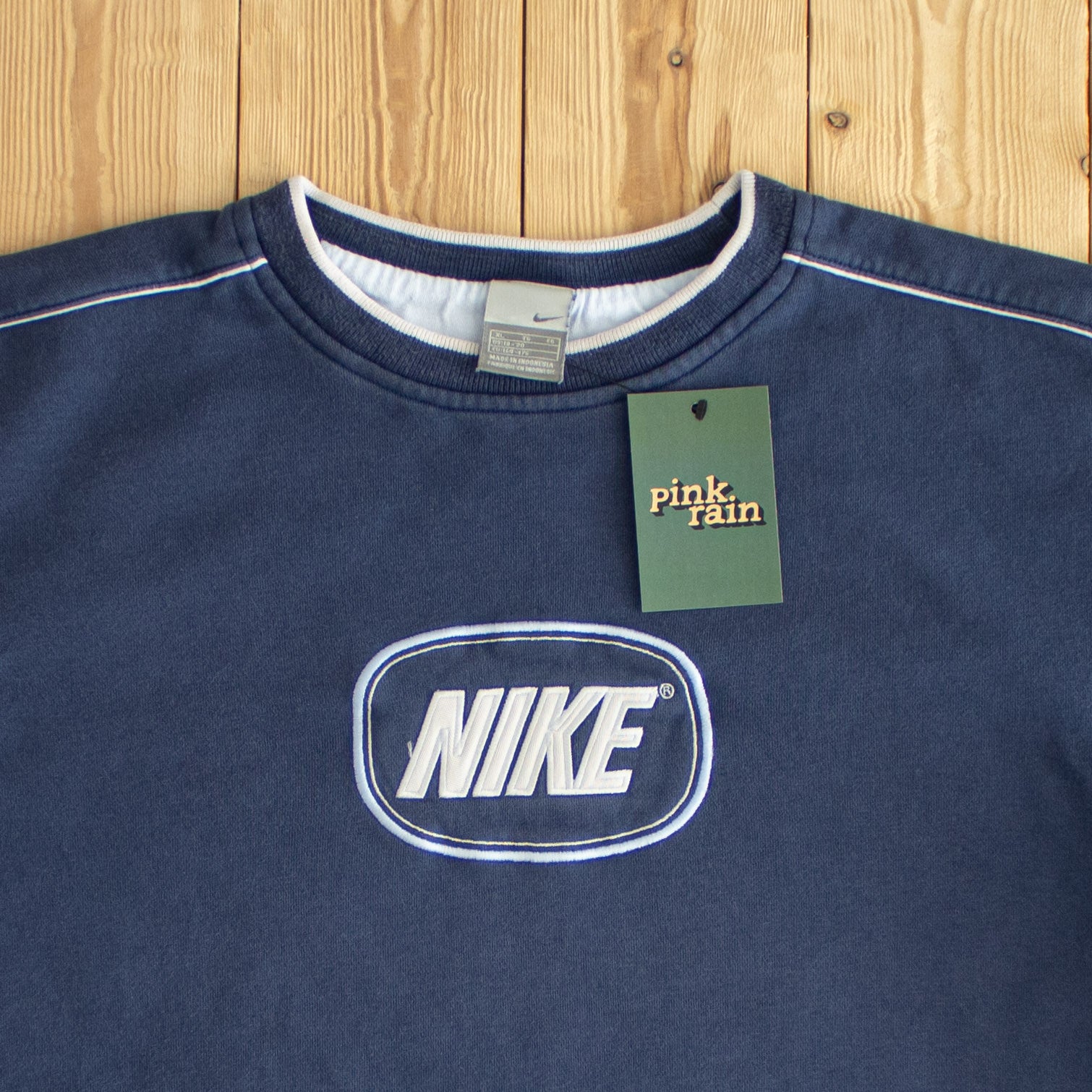 (S) Nike Spell Out Vintage Embroidered Sweatshirt Blue
