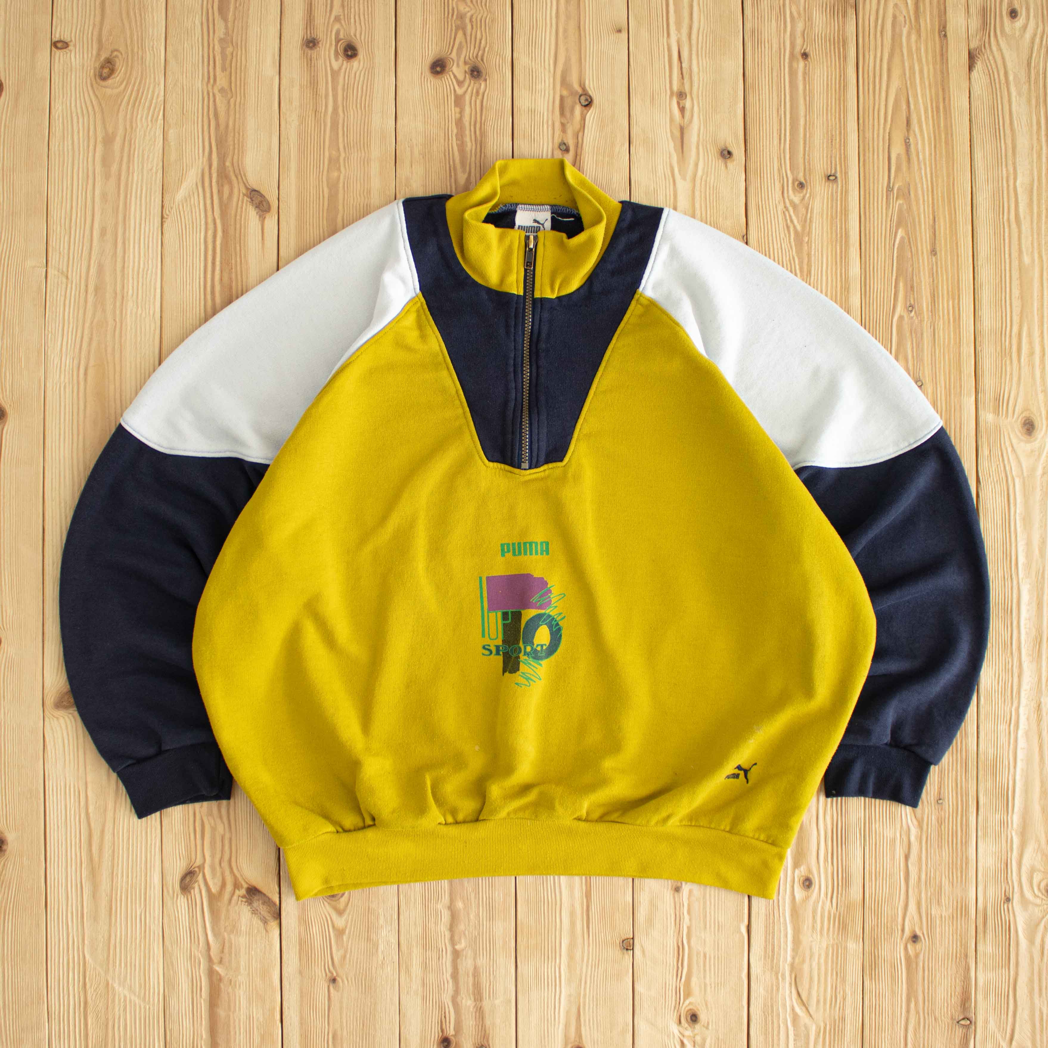 (L/XL) Puma Sport Vintage Quarter-Zip Yellow