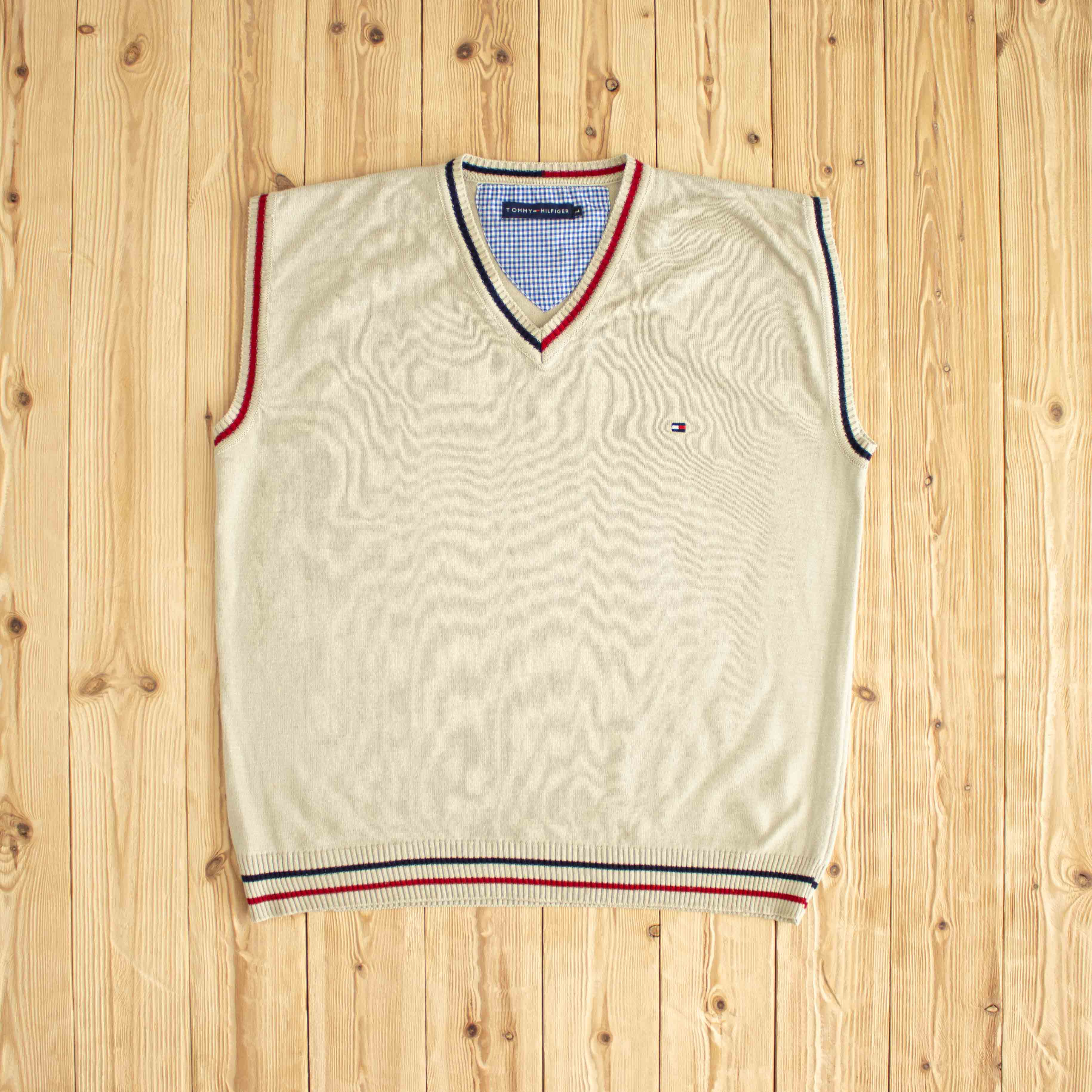 (XL) Tommy Hilfiger Vintage Embroidered Vest Beige