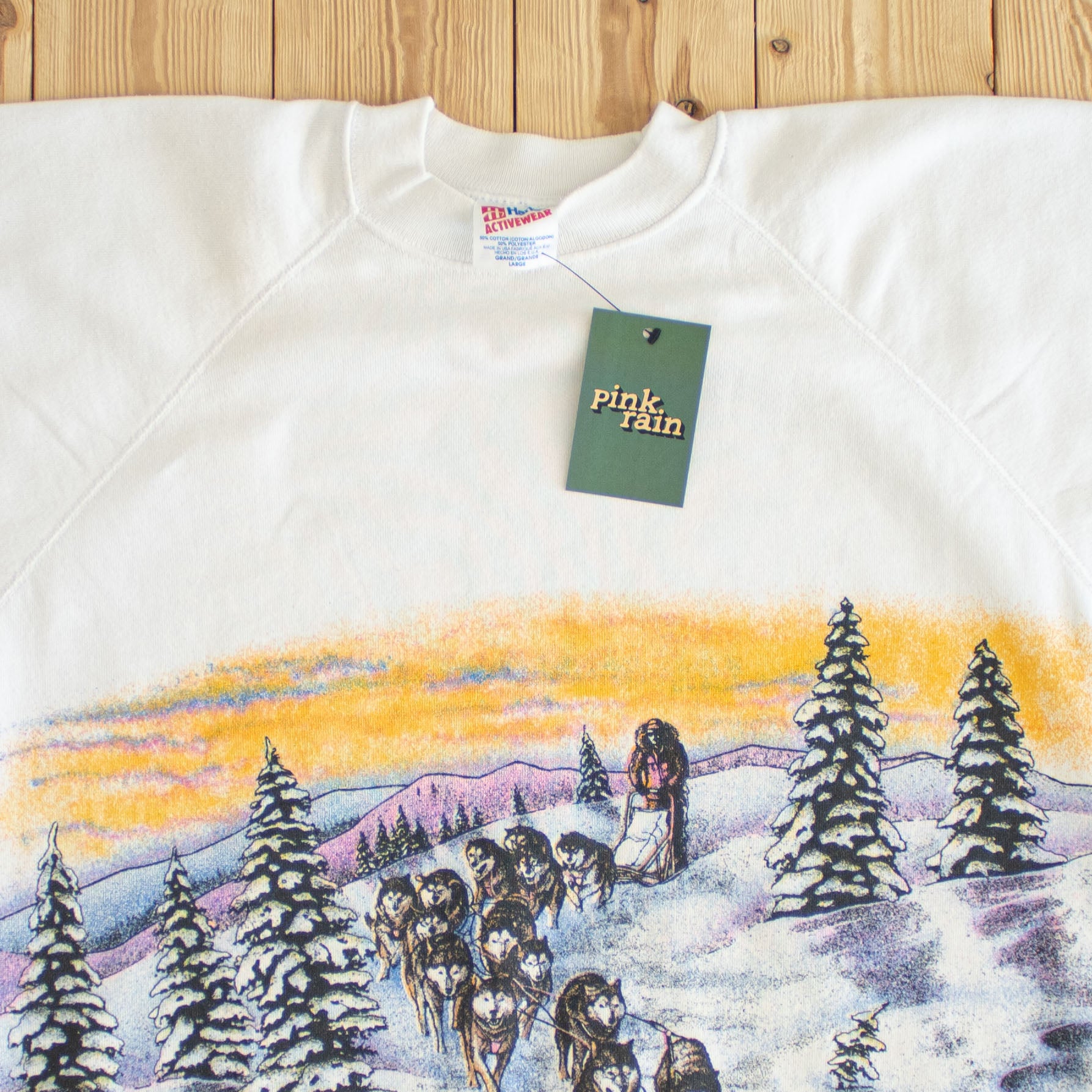 (M) 1990 San Segal Wolves Vintage Sweatshirt White