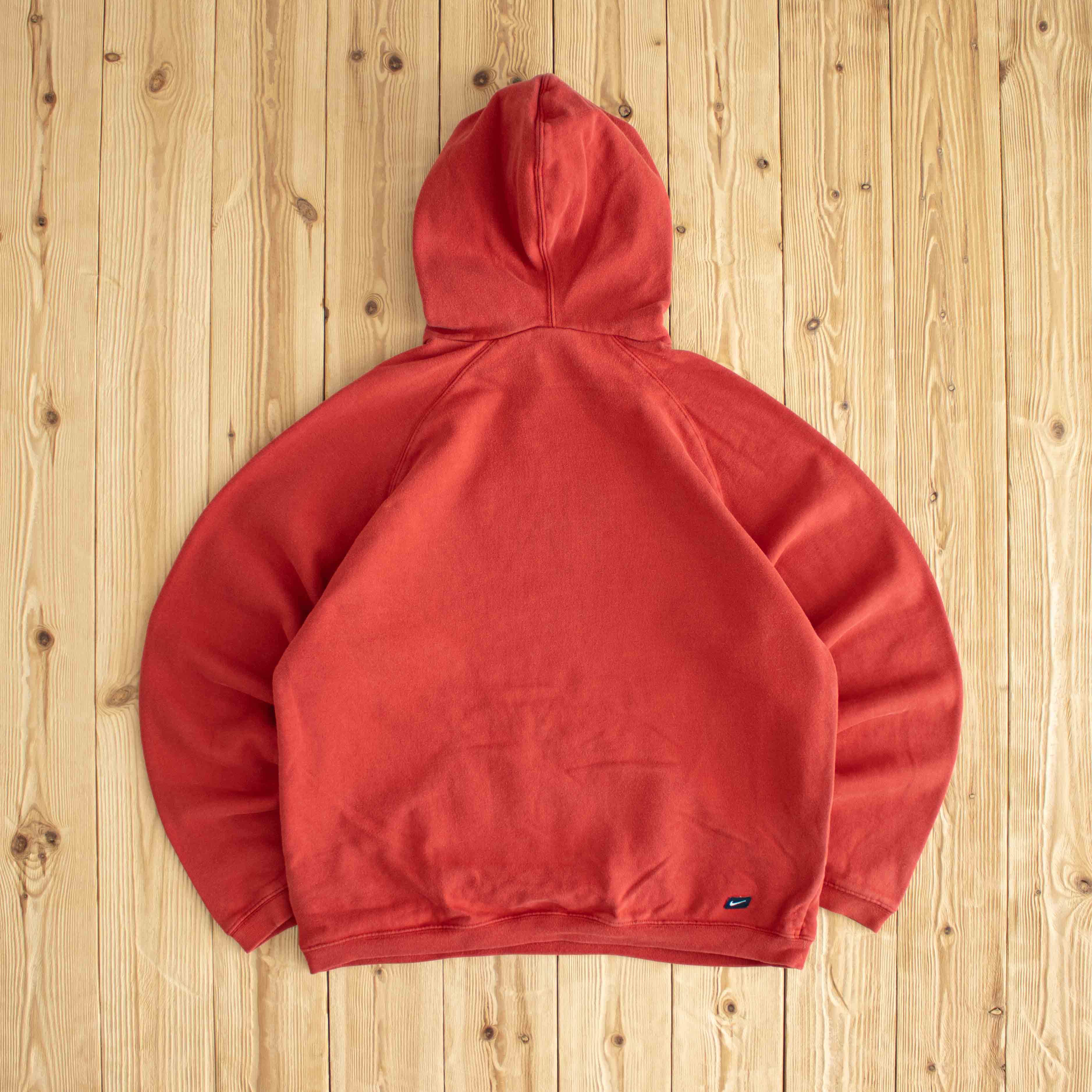 (S/M) Nike Spell Out Vintage Embroidered Hoodie Red