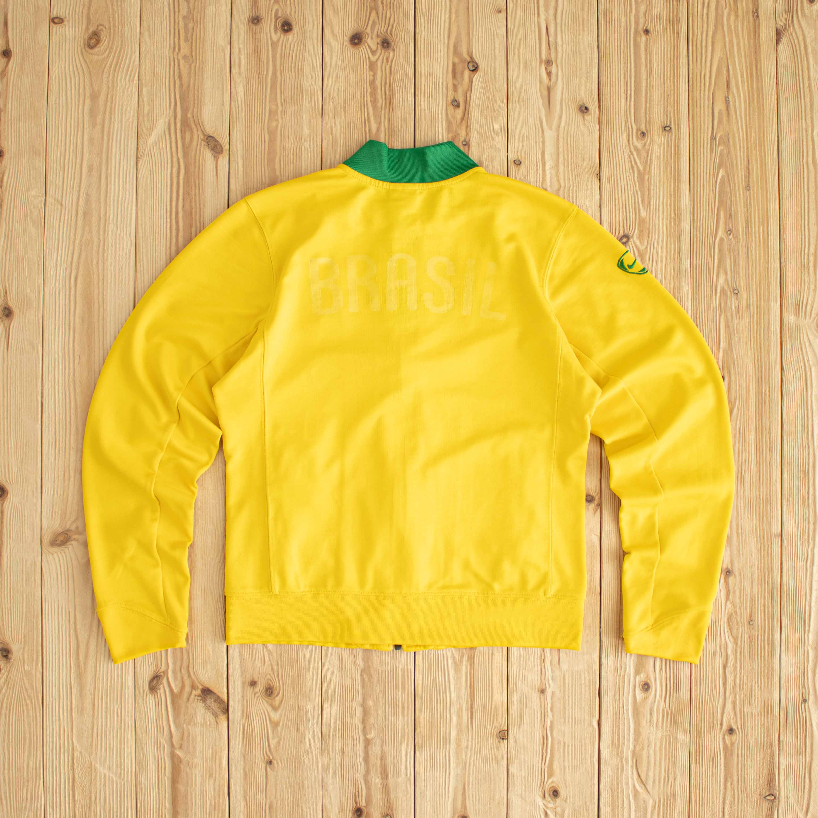 (S/M) Nike Brasil Vintage Embroidered Full-Zip Sweatshirt Yellow