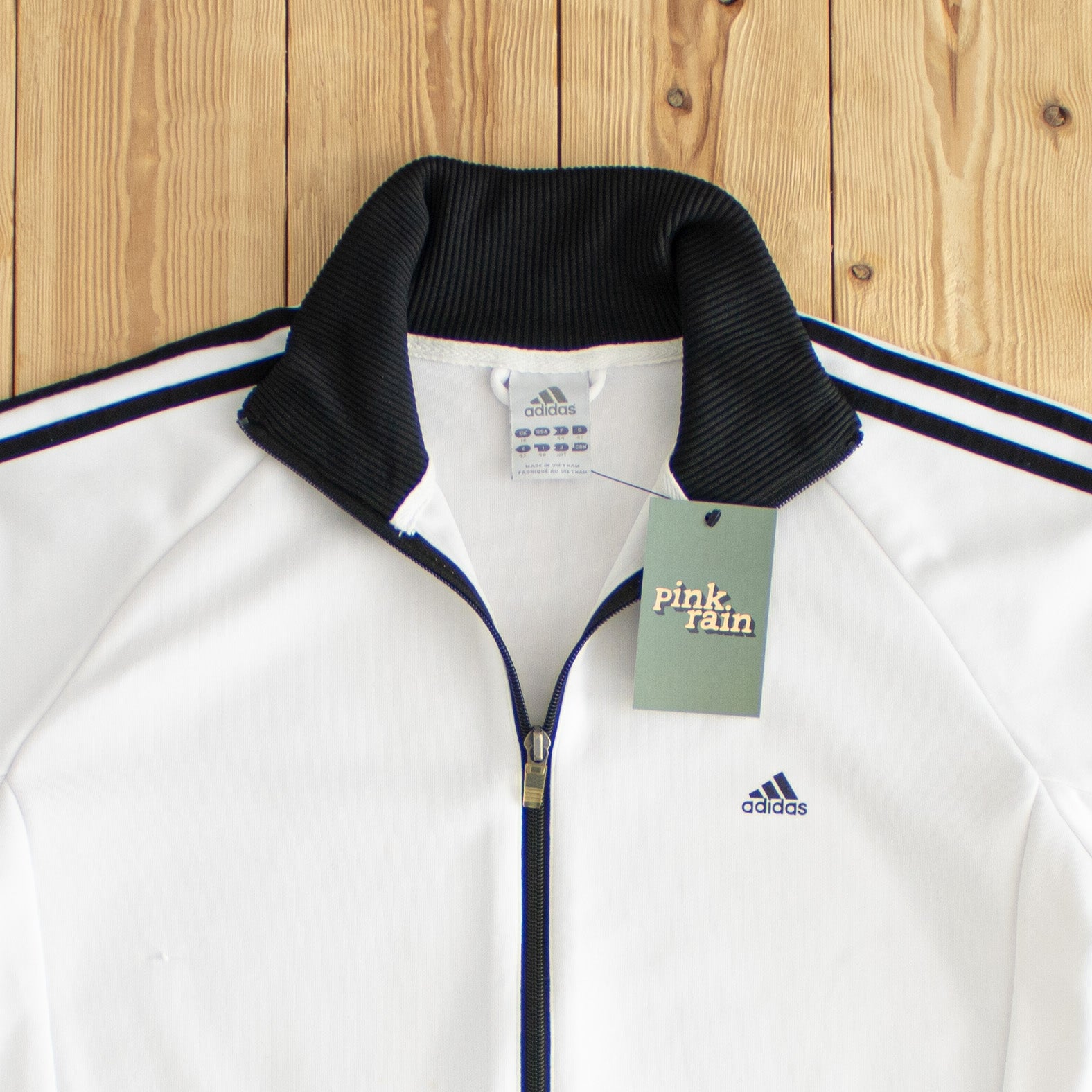 (S) Adidas Vintage Full-Zip Sweatshirt White