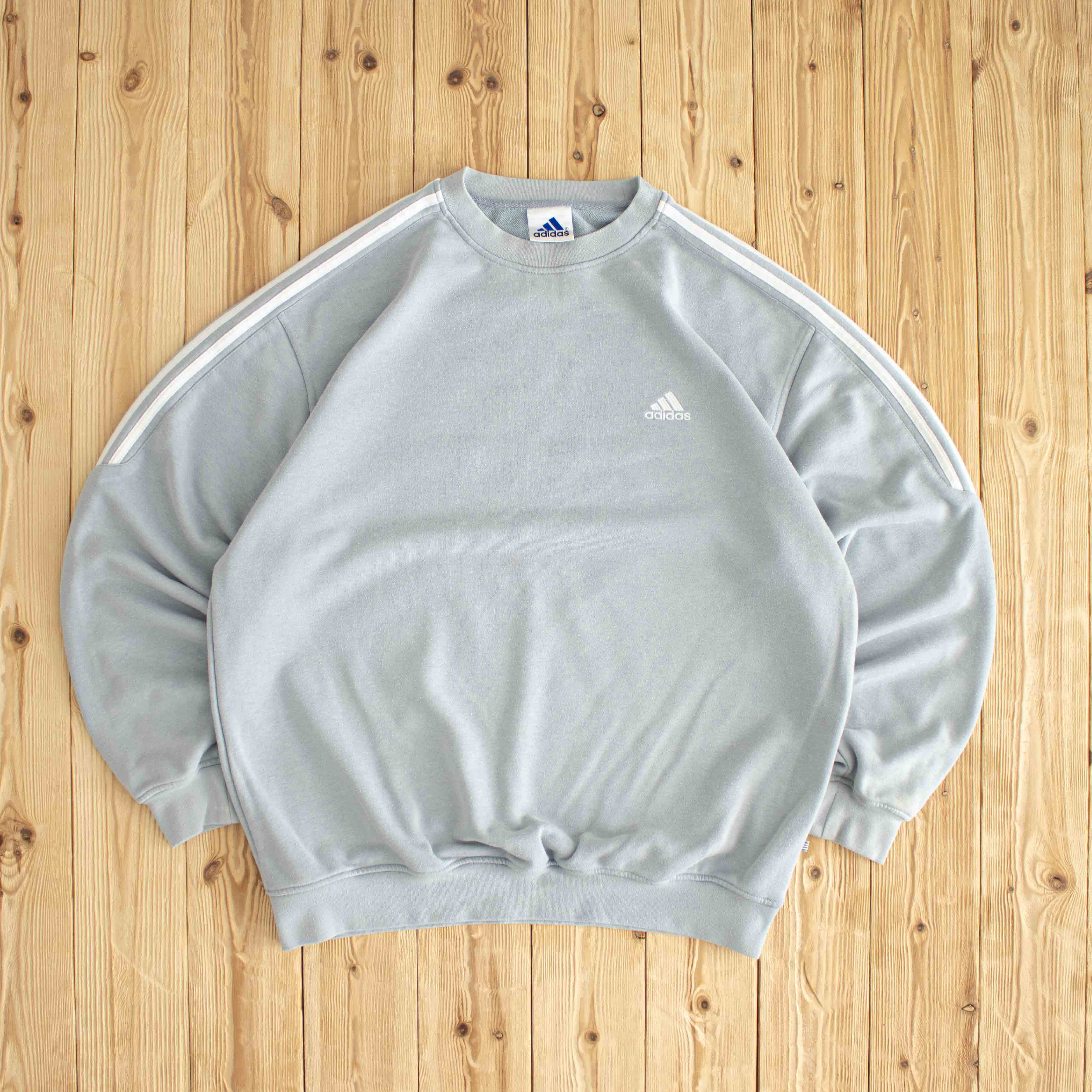 (XL) Adidas Vintage Essential Embroidered Sweatshirt Blue
