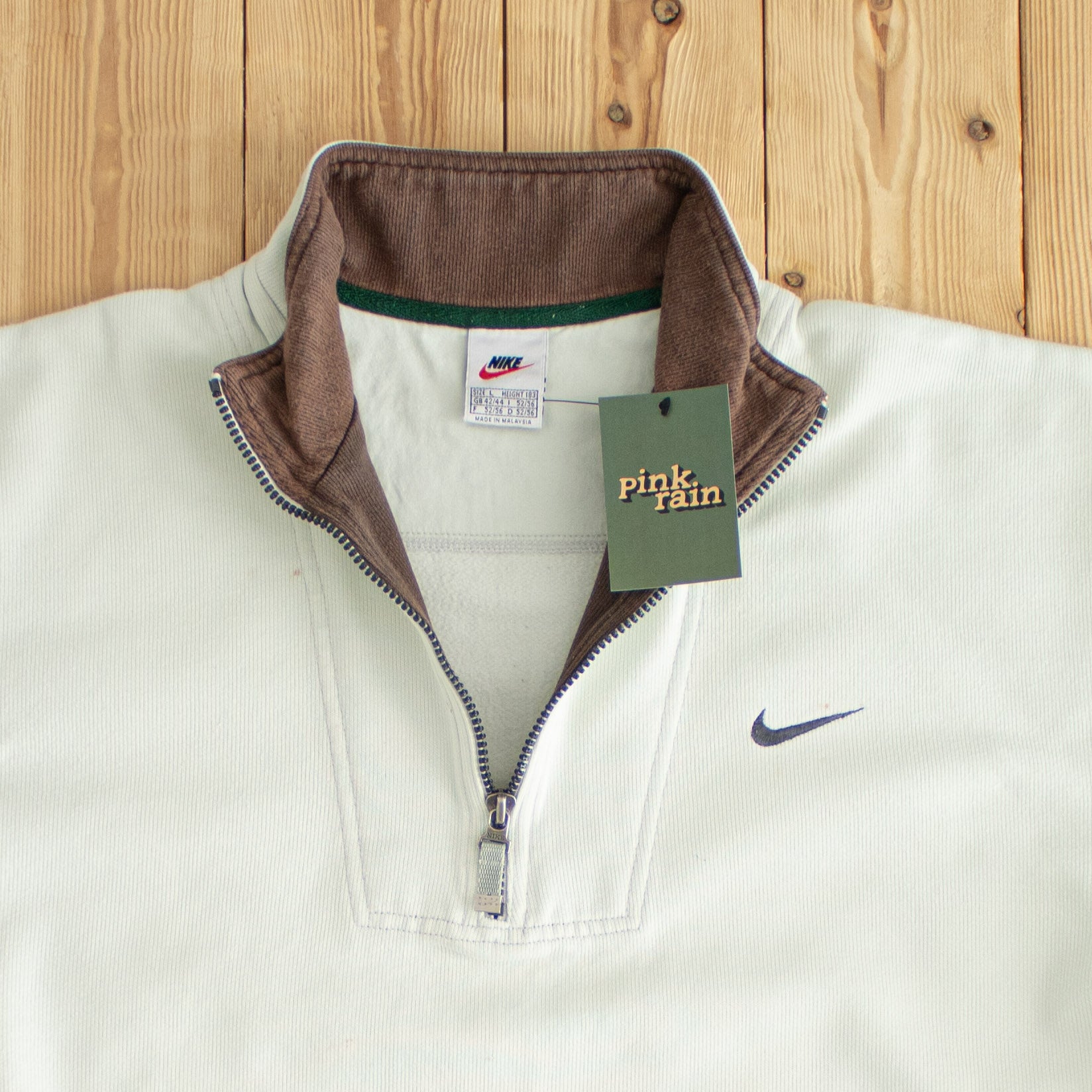 (L) Nike Vintage Essential Embroidered Quarter-Zip Green