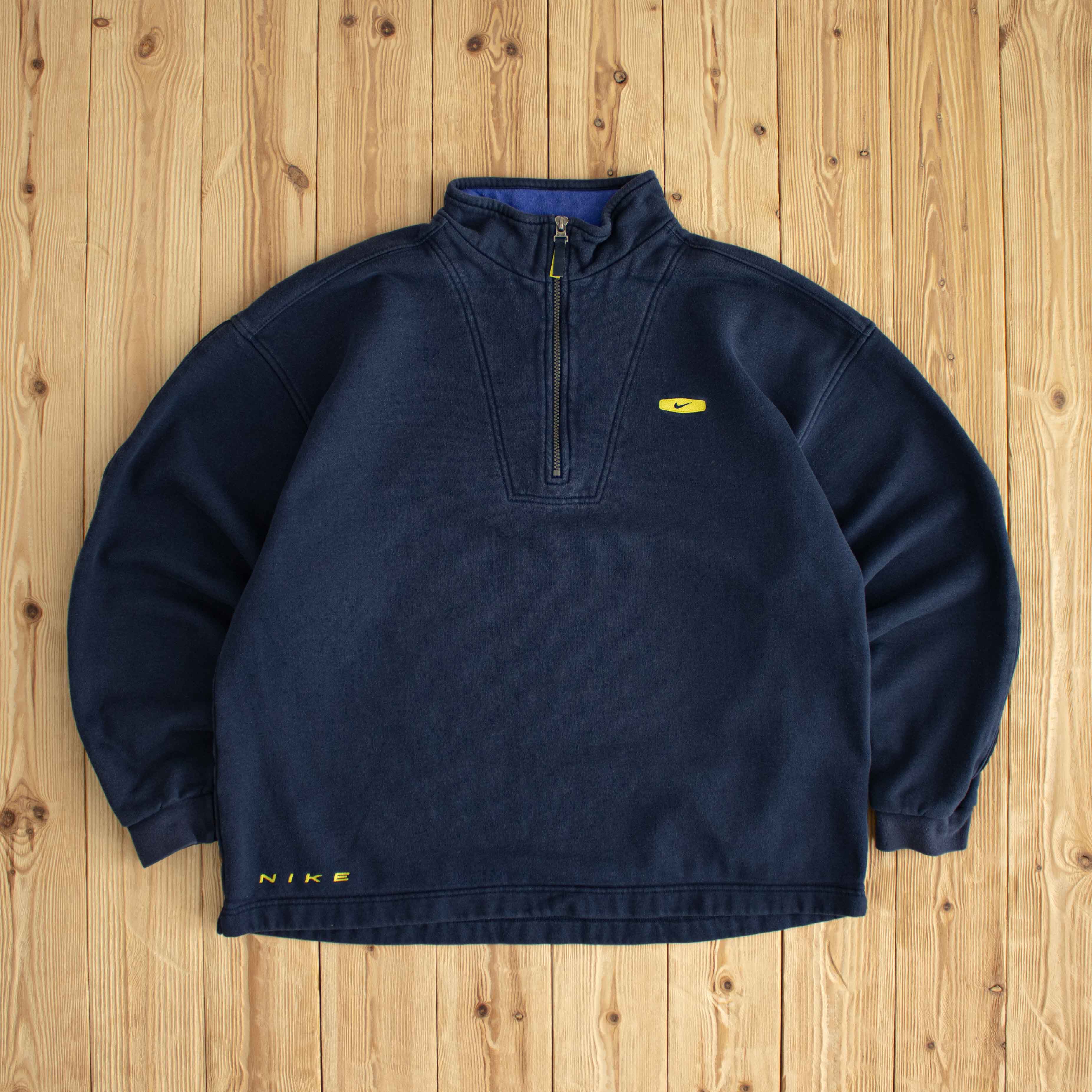 (L) Nike Vintage Essential Embroidered Quarter-Zip Blue