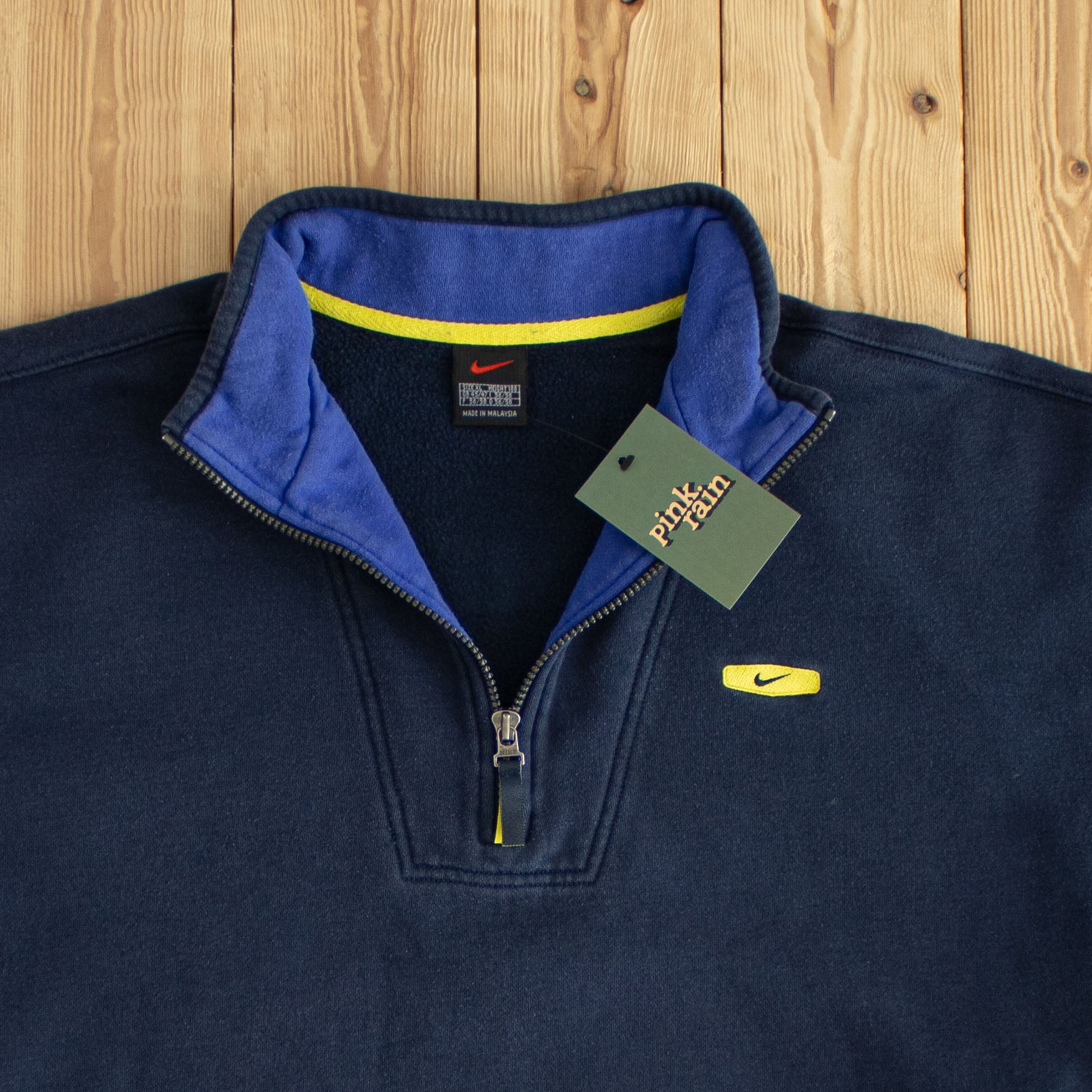 (L) Nike Vintage Essential Embroidered Quarter-Zip Blue