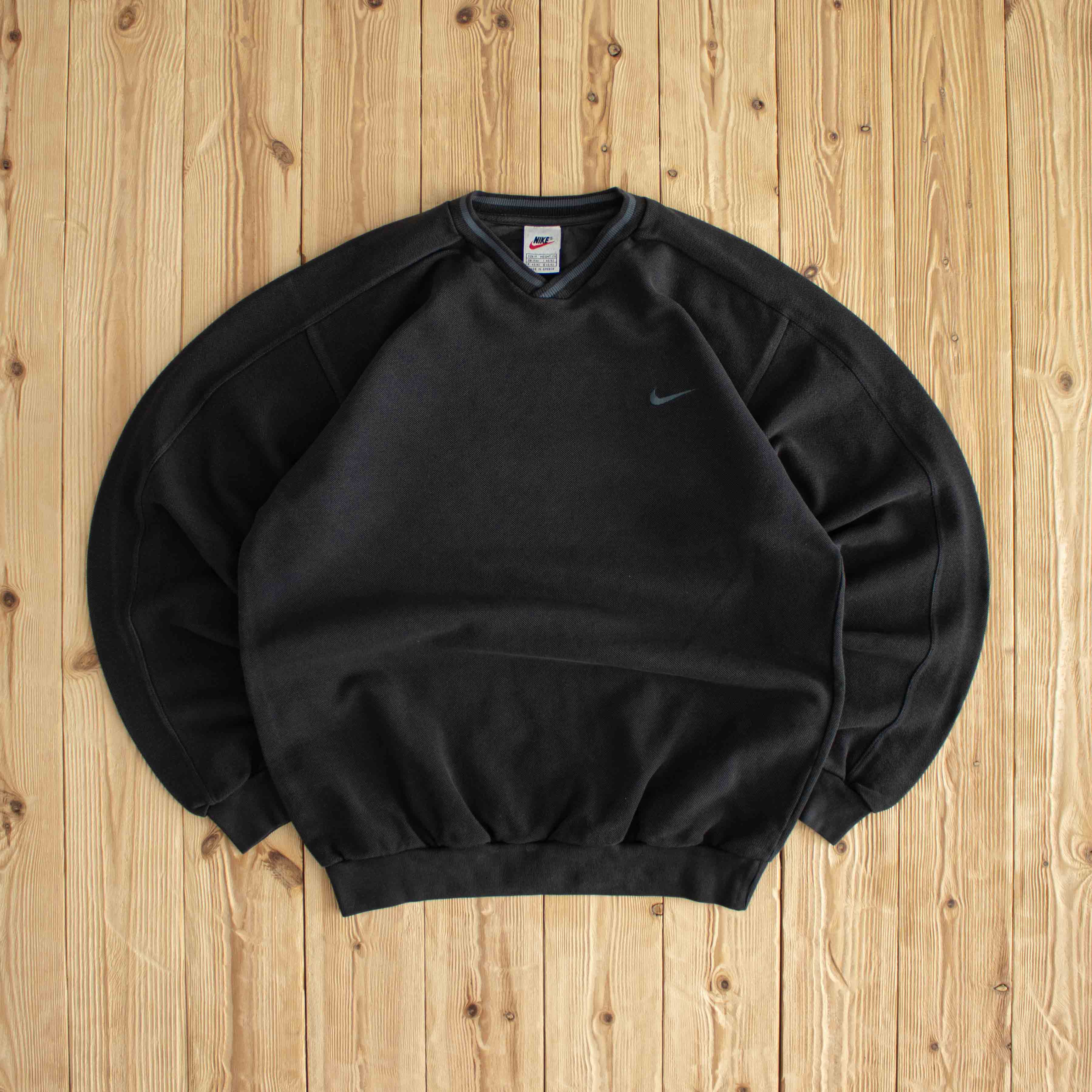 (M/L) Nike Essential Vintage Embroidered Sweatshirt Black