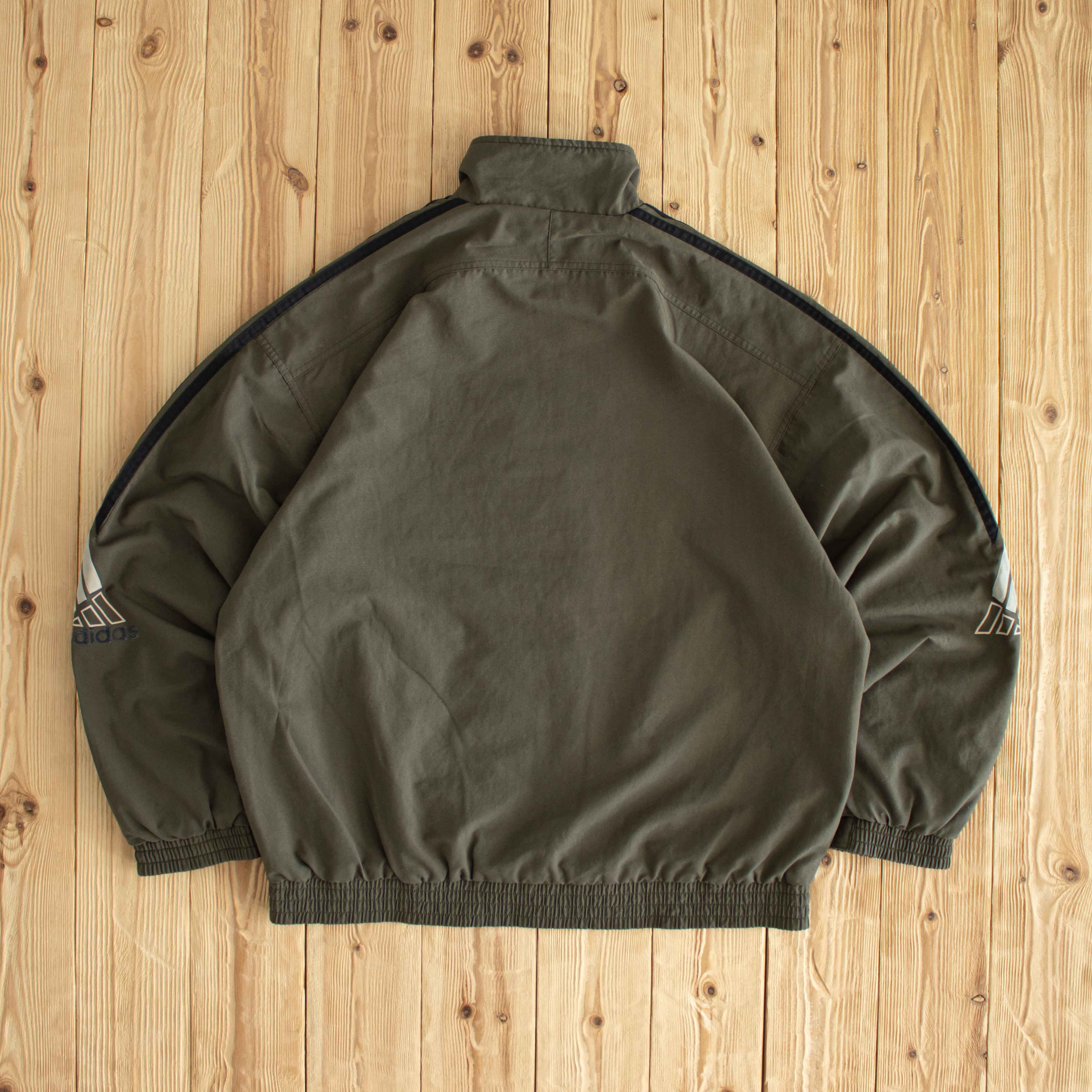 (L) Adidas Vintage Embroidered Jacket Green Khaki