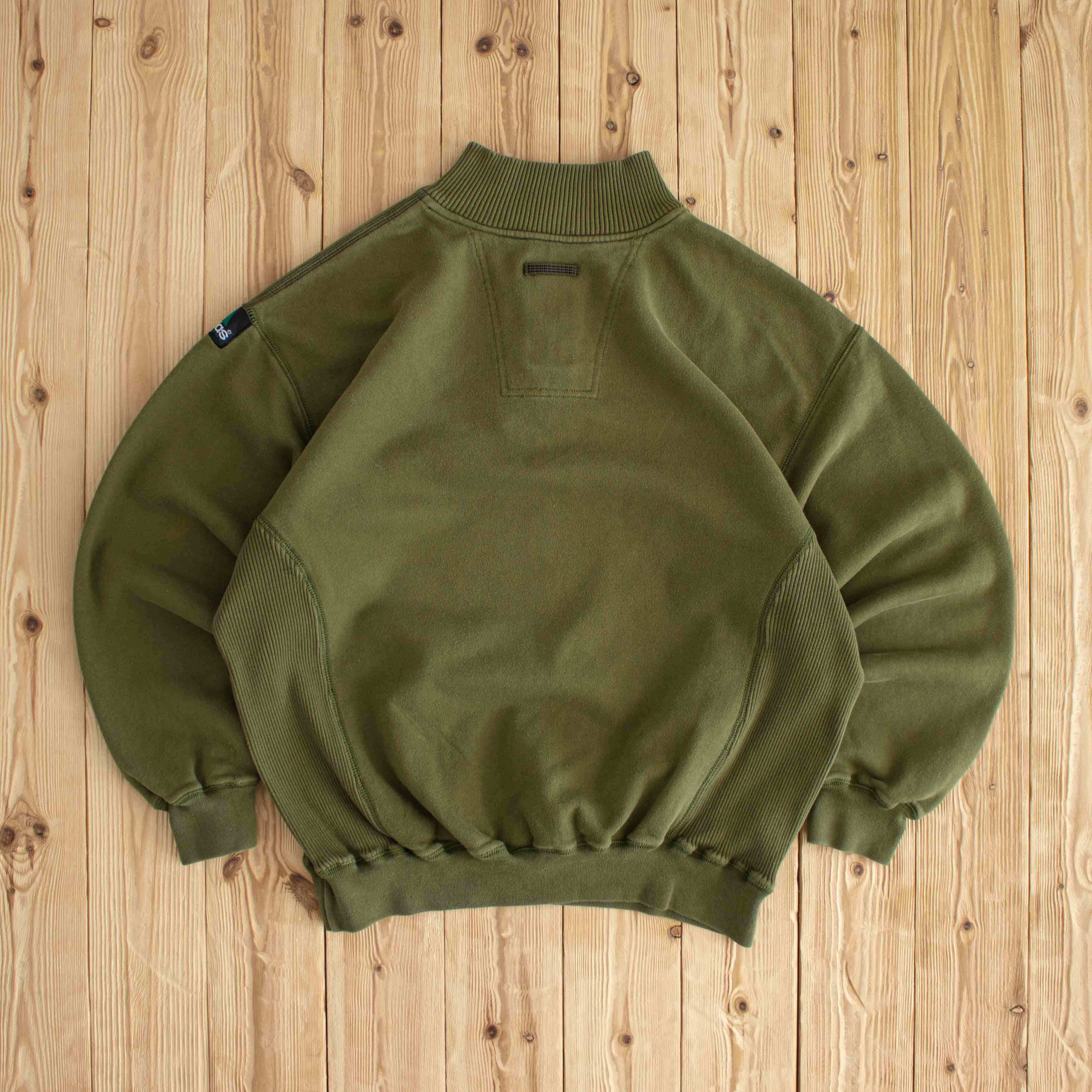 (L) Adidas Equipment Vintage Embroidered Quarter-Zip Green