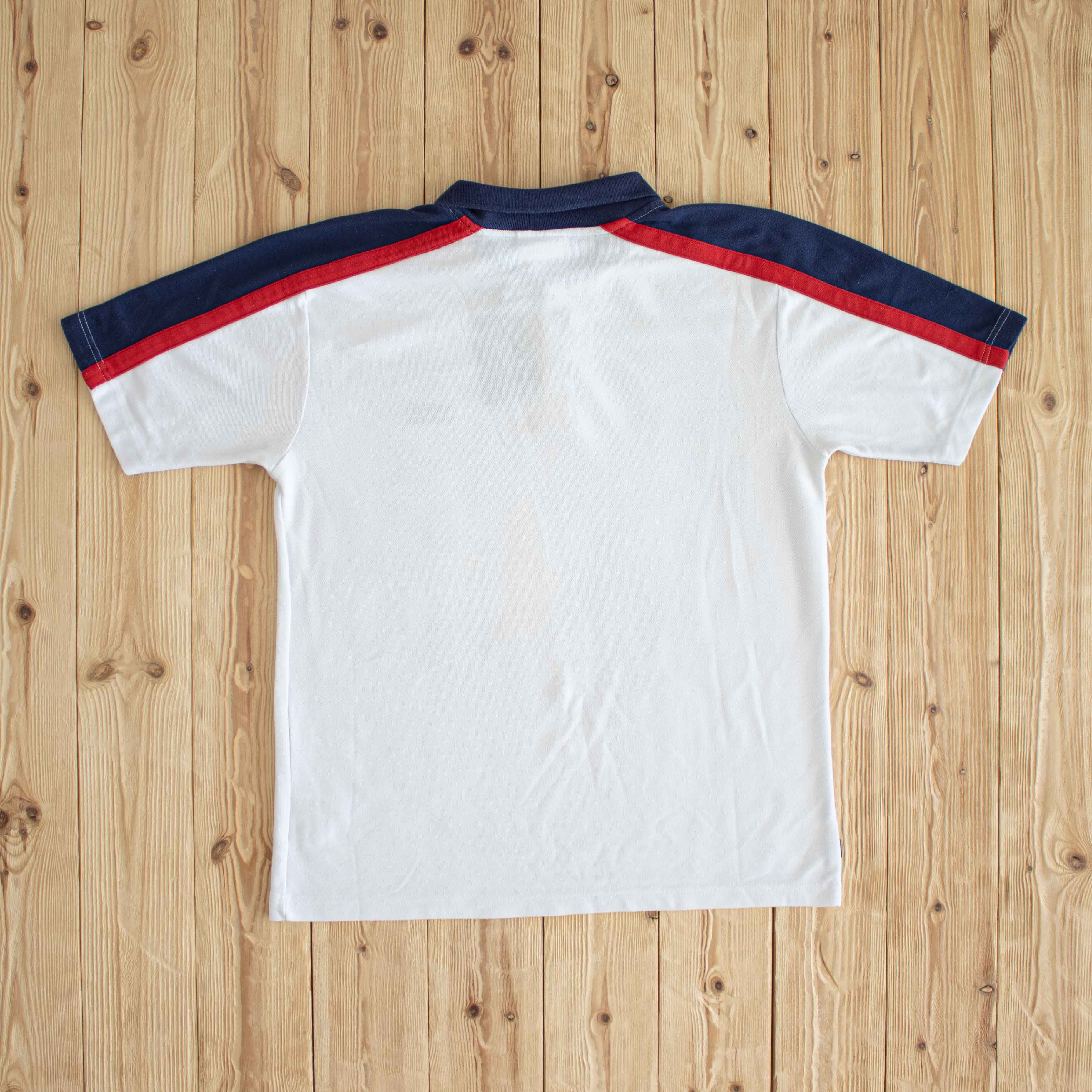(L) Umbro Vintage Embroidered Polo T-Shirt White