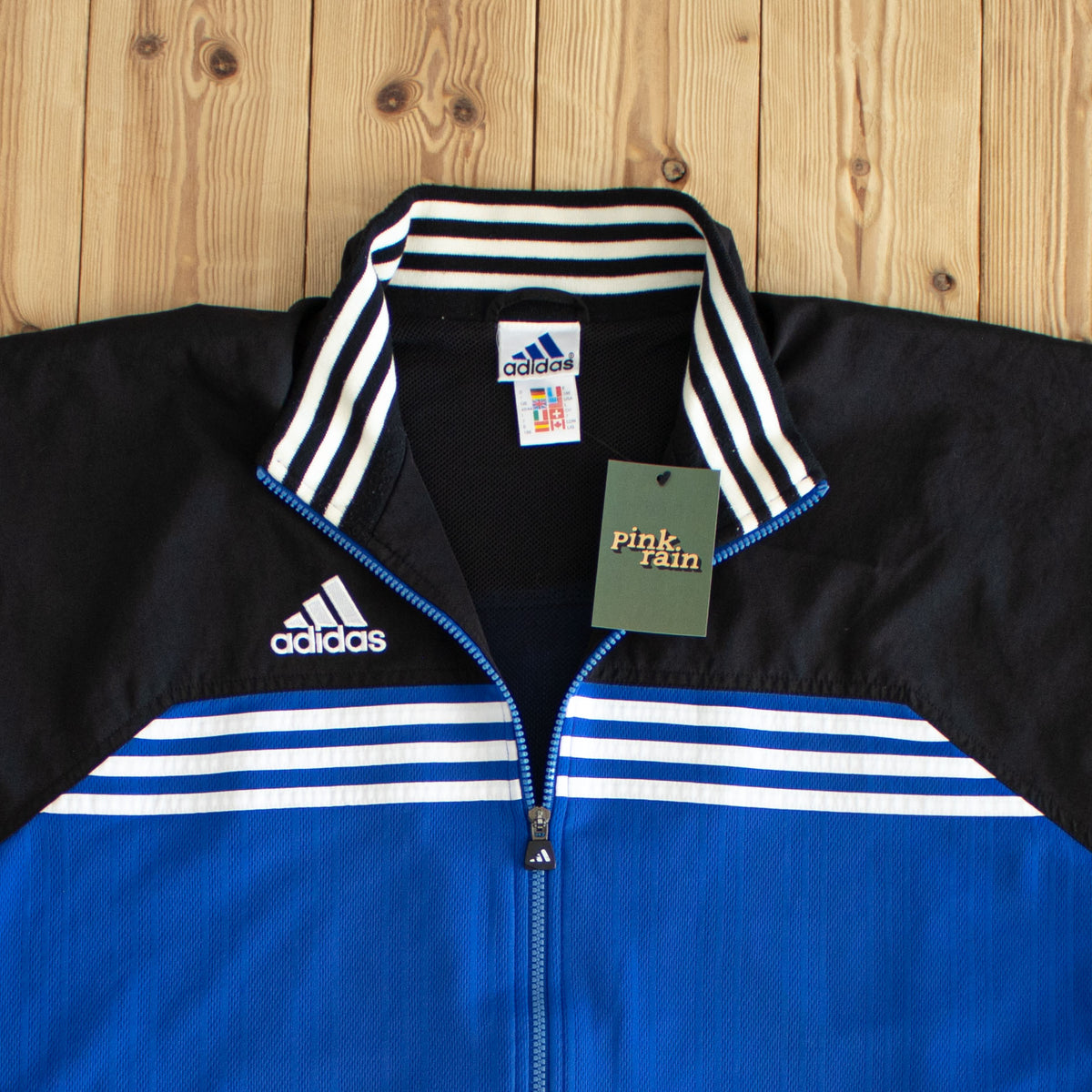 (L/XL) Adidas Vintage Embroidered Jacket Black Blue