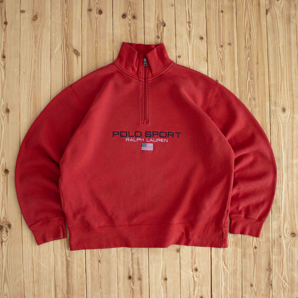 (L) Polo Sport Ralph Lauren Vintage Embroidered Quarter-Zip Red