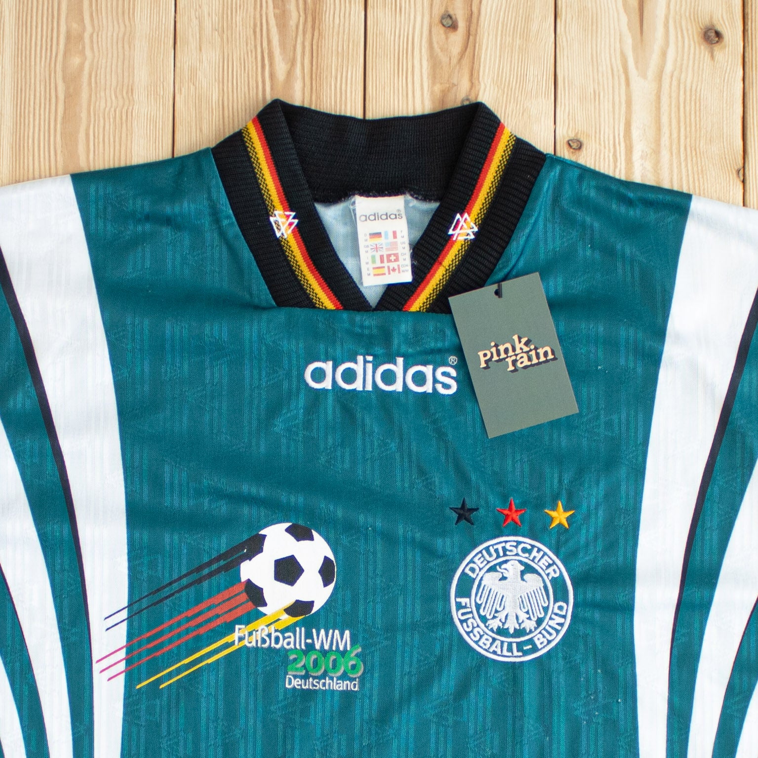 (M) 1996 Adidas Deutschland Fusball Embroidered T-Shirt