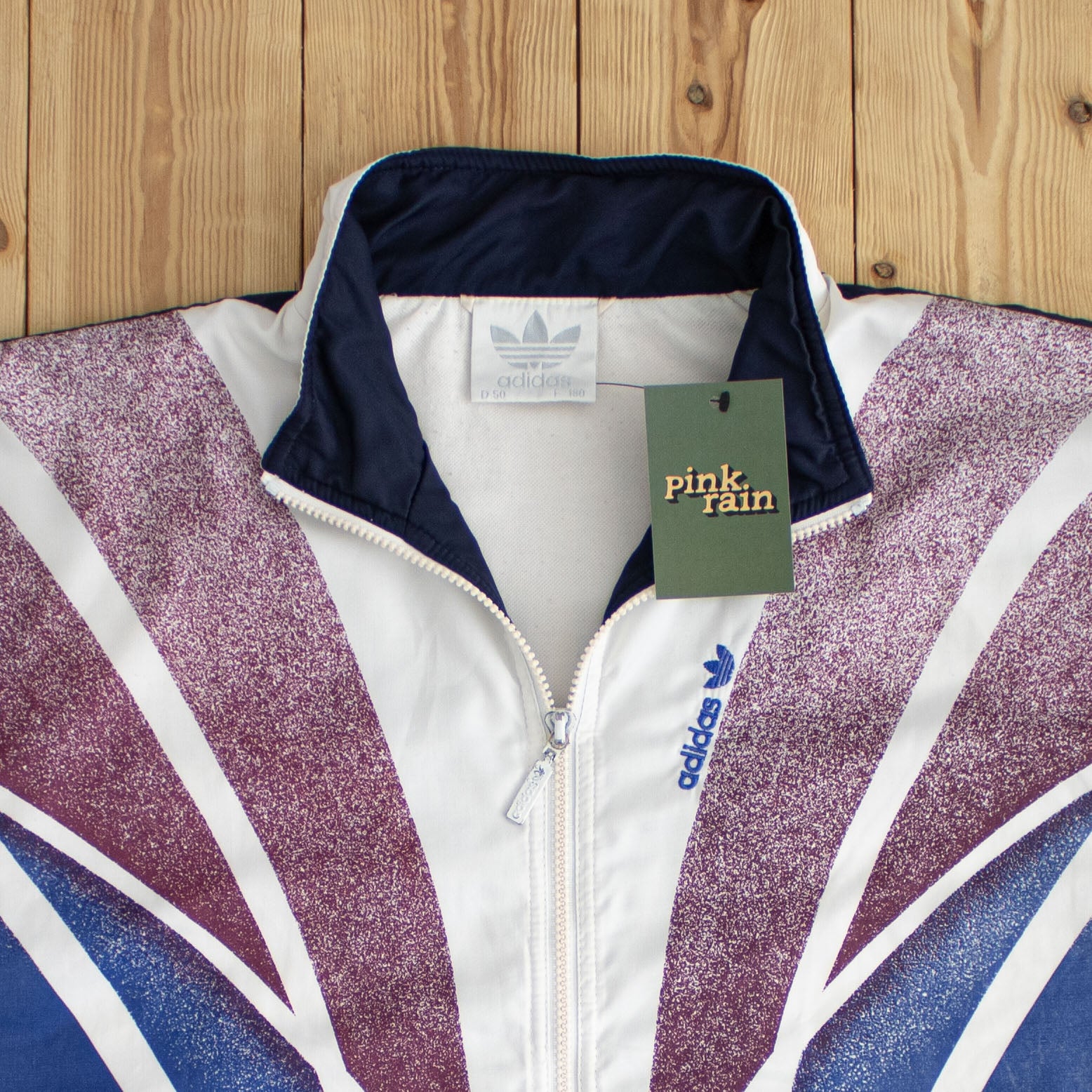 (L) Adidas Vintage Embroidered Jacket Blue White