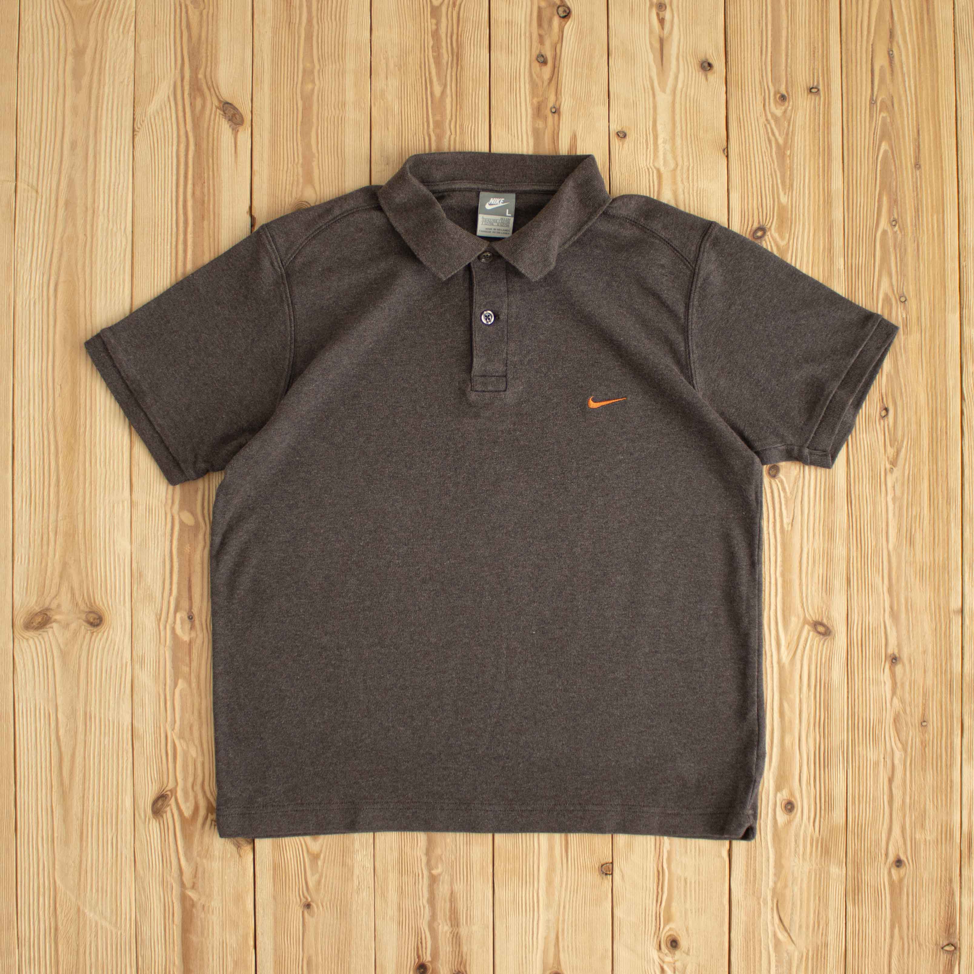 (M) Nike Vintage Essential Embroidered Polo T-Shirt Brown