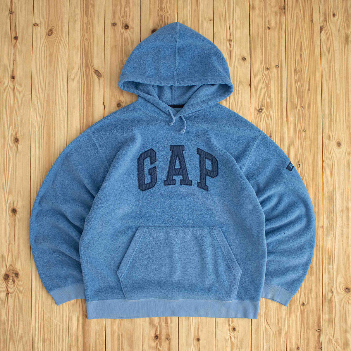 (M) GAP Vintage Embroidered Fleece Hoodie Blue