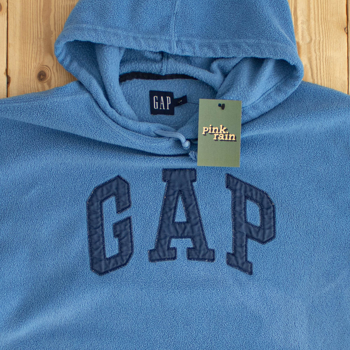 (M) GAP Vintage Embroidered Fleece Hoodie Blue