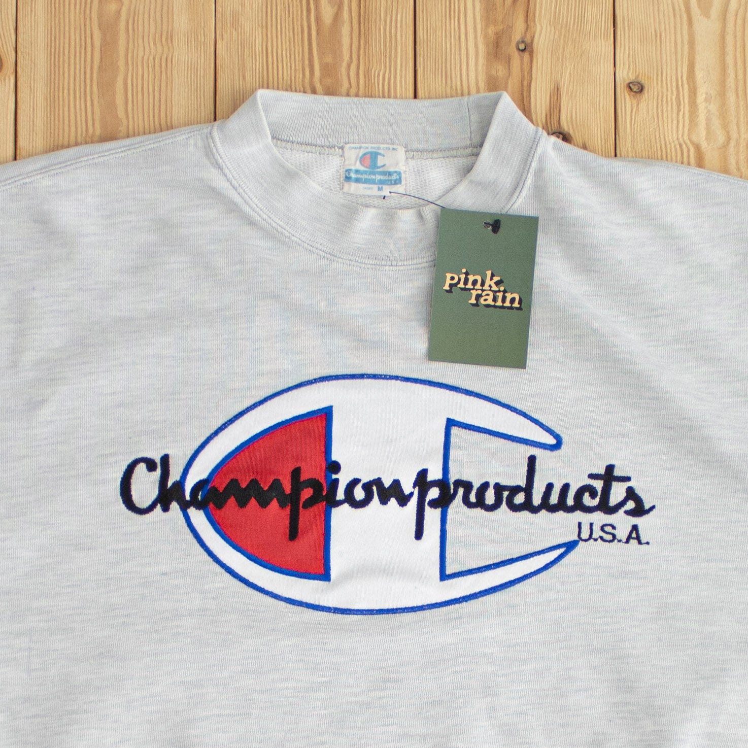 (S) Champion USA Vintage Embroidered Sweatshirt White