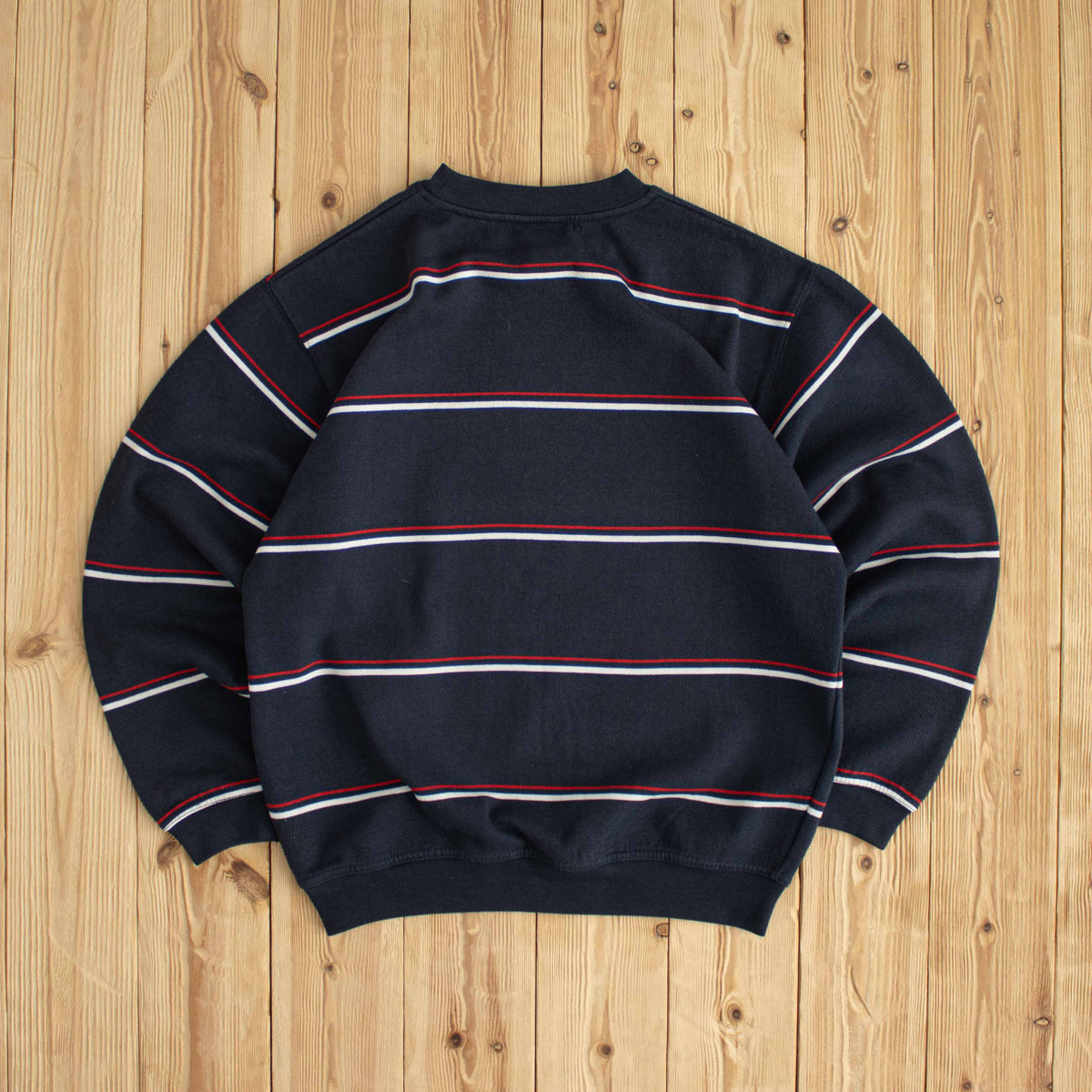 (S/M) Reebok Striped Vintage Essential Embroidered Sweatshirt Blue