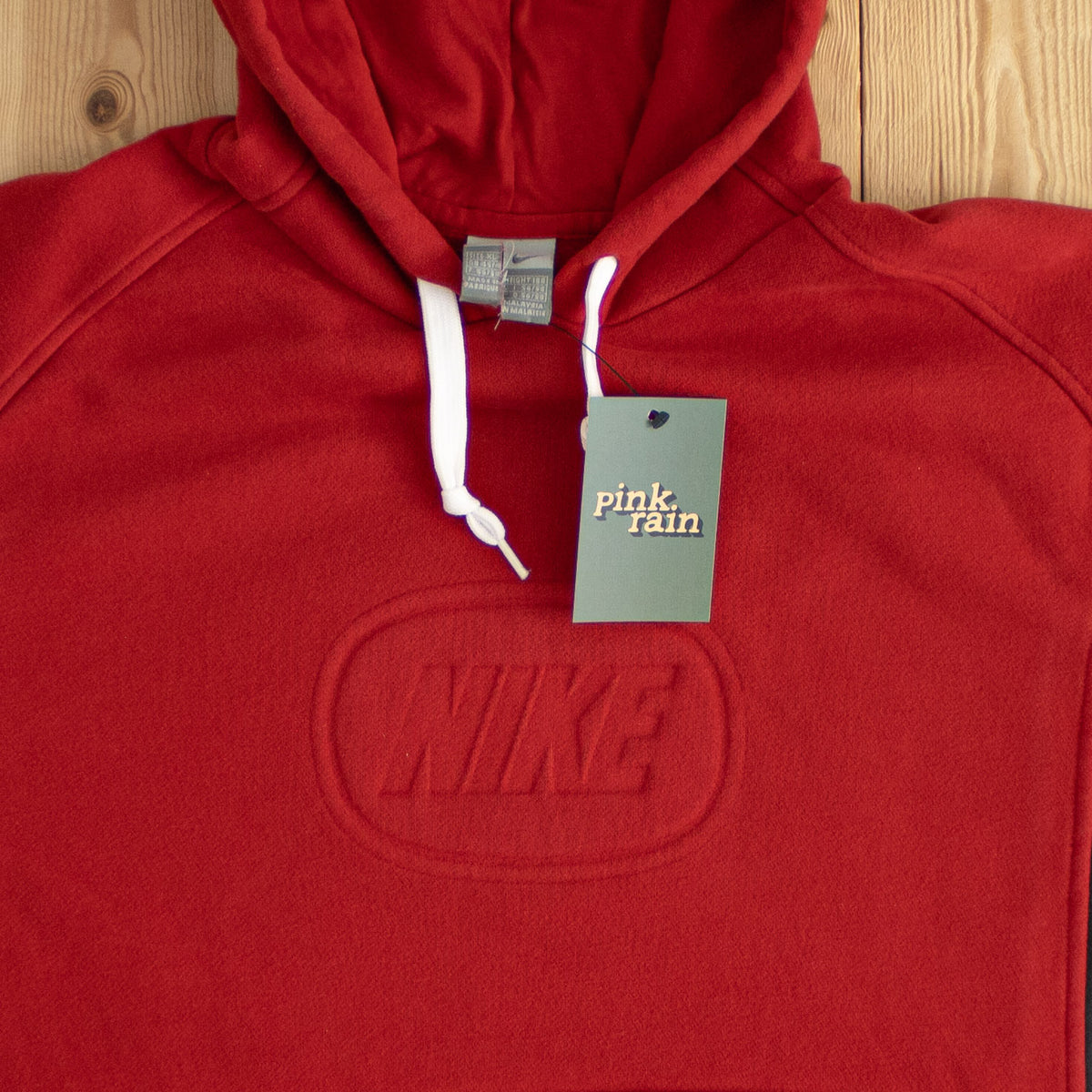 (XL) Nike Spell Out Vintage Embossed Hoodie Red