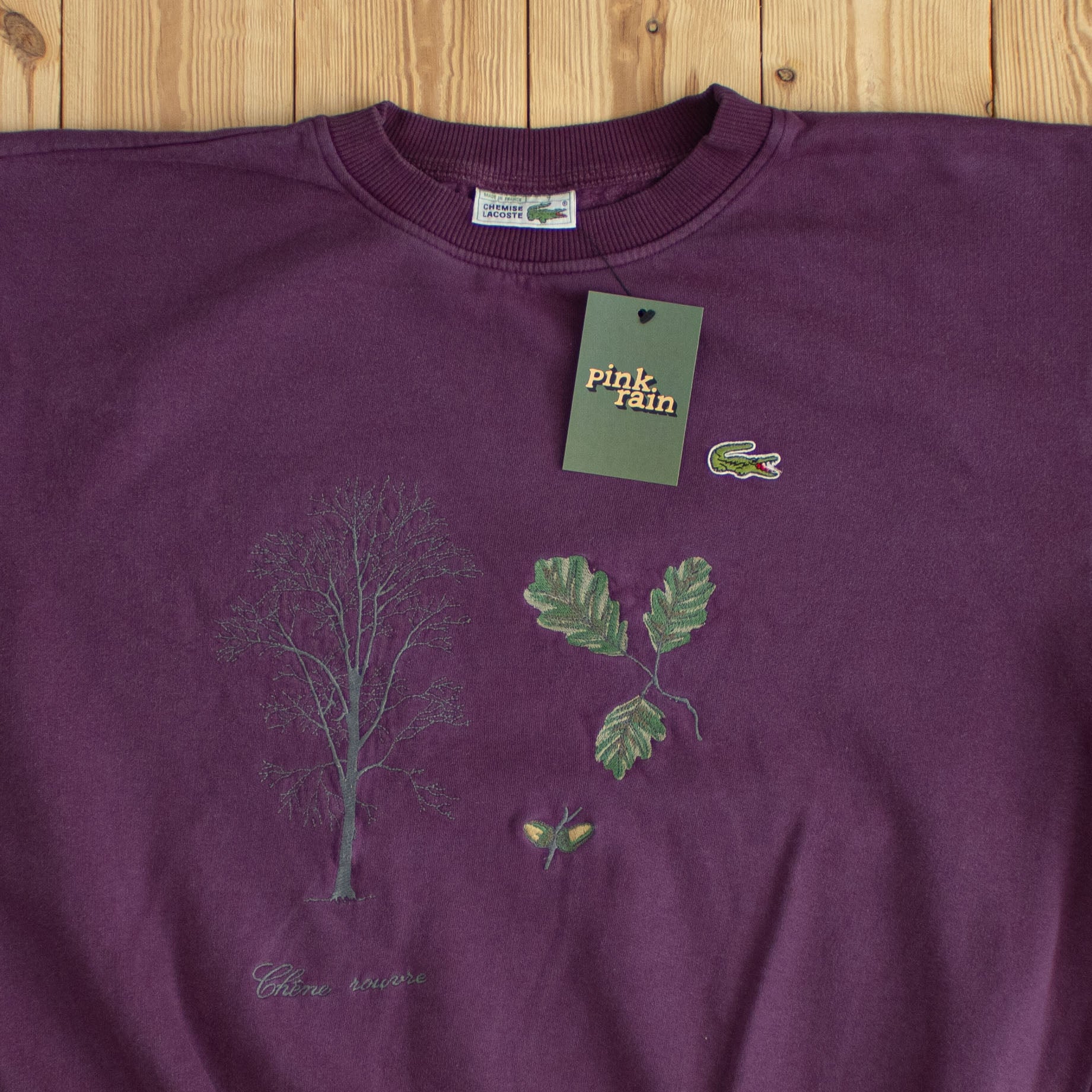 (M/L) 90s Lacoste Chemise Chêne Rouvre Vintage Embroidered Sweatshirt Purple