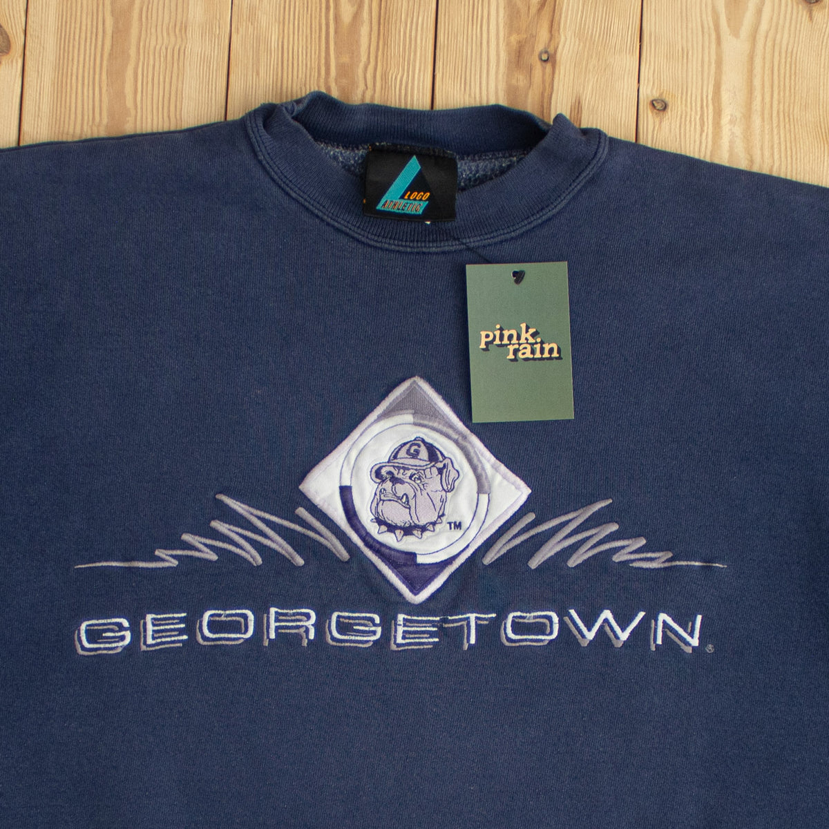 (L) Logo Athletic Georgetown Bulldogs Vintage Embroidered Sweatshirt Blue