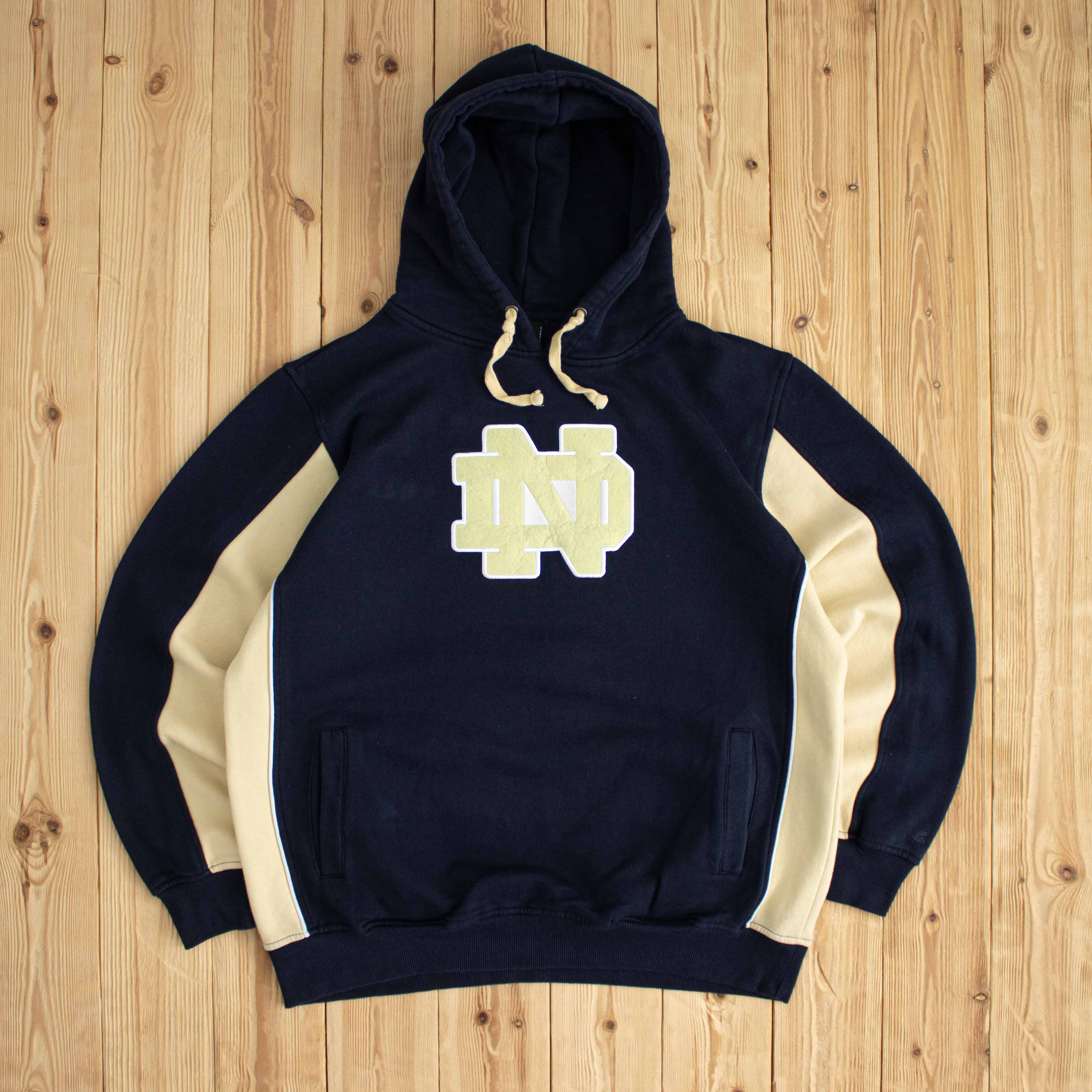 (M) Colosseum Notre Dame Fighting Irish Vintage Embroidered Hoodie Blue