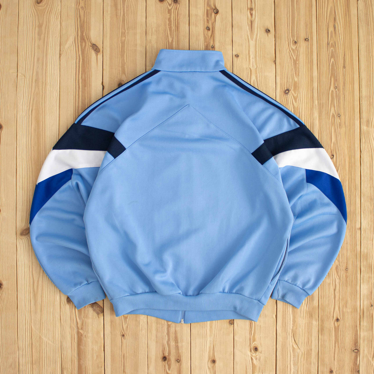 (M) Adidas Vintage Embroidered Full-Zip Sweatshirt Blue