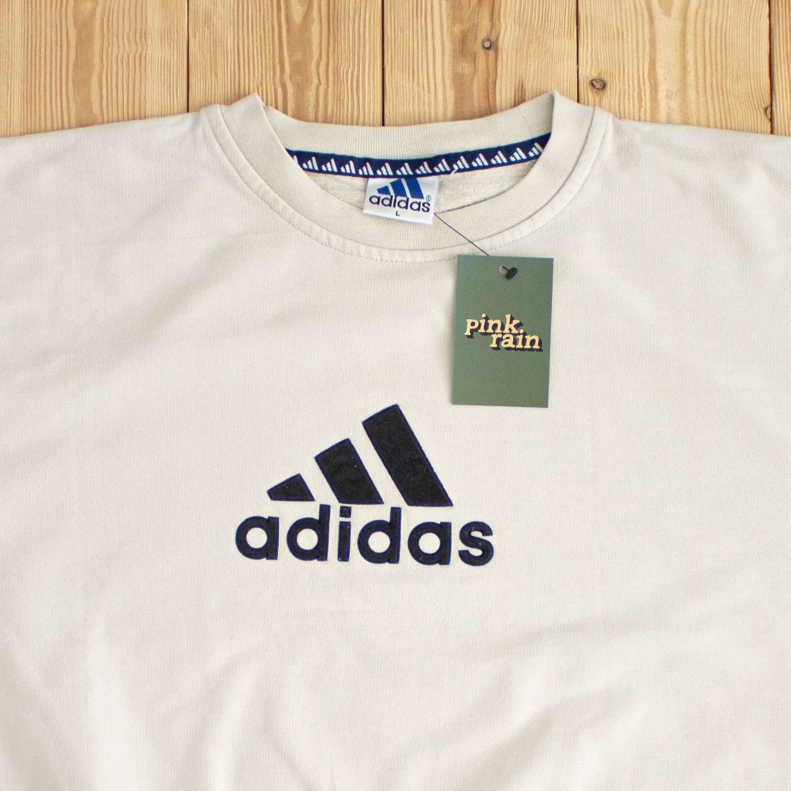 (L) Adidas Logo Vintage Sweatshirt Beige