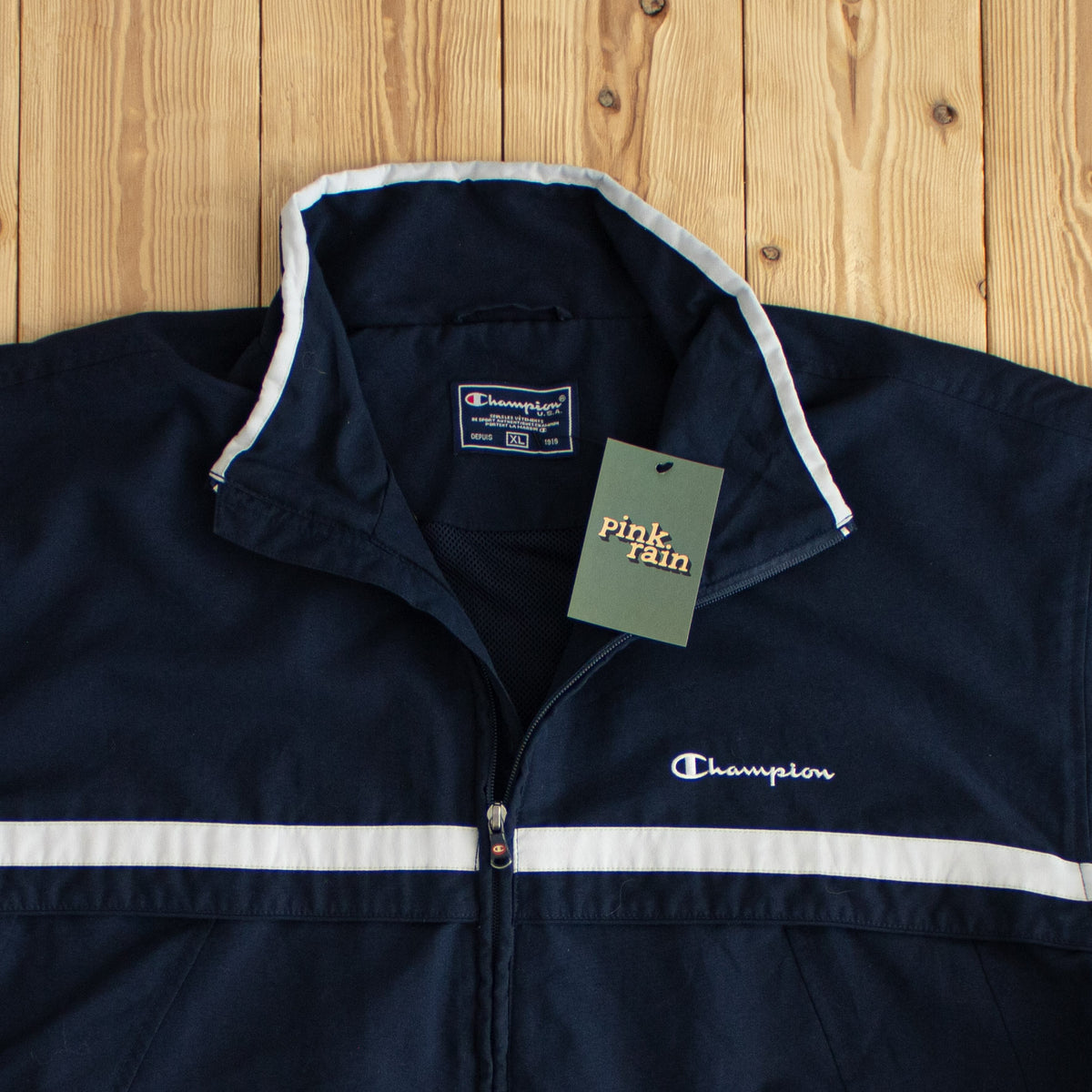 (L) Champion Vintage Embroidered Jacket Blue