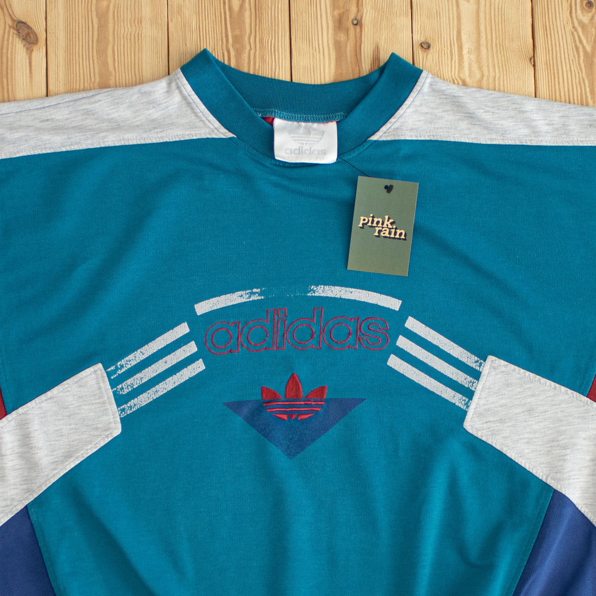 (L) Adidas Vintage Embroidered Sweatshirt Blue